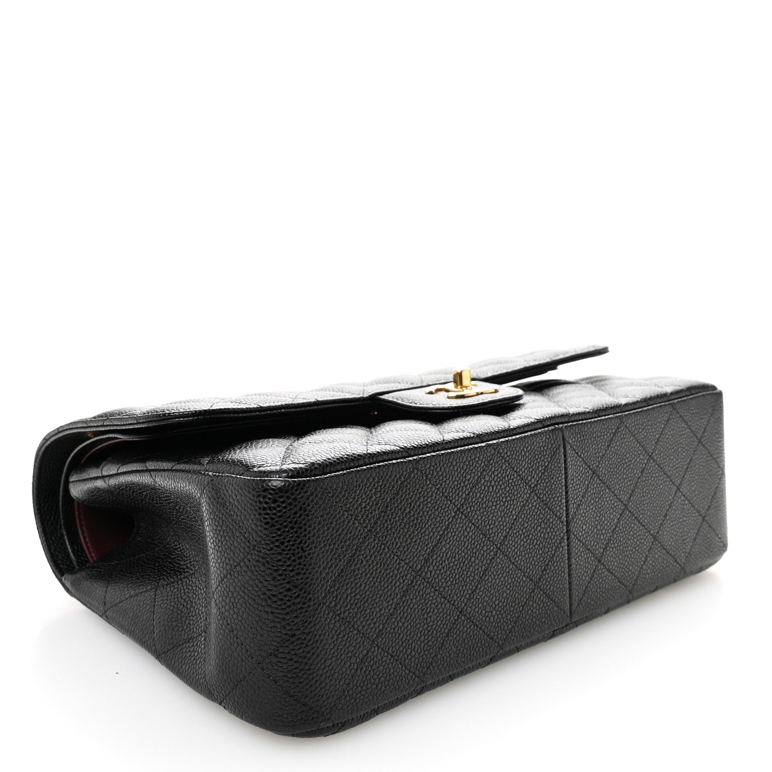 Caviar Quilted Jumbo Double Flap Black