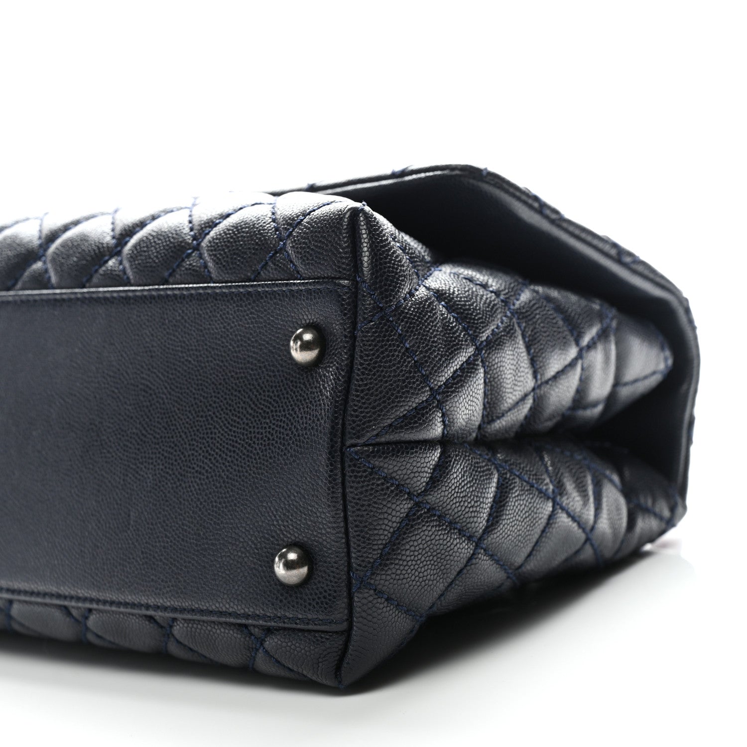 Caviar Lizard Quilted Small Coco Handle Flap Navy Blue