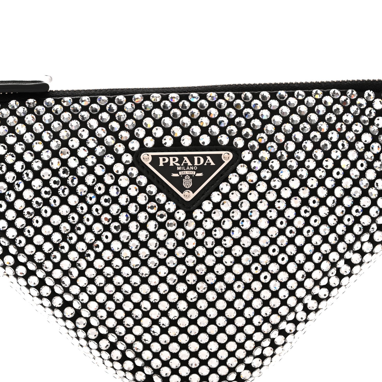 Satin Crystal Triangle Pouch Cristal