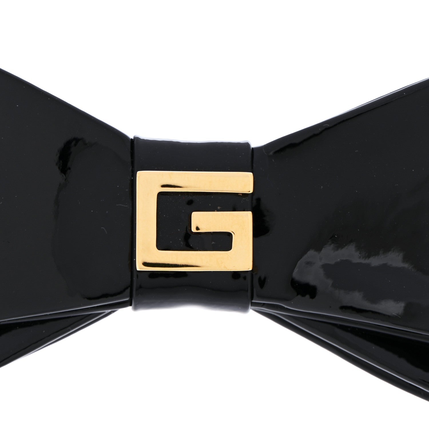 Patent G Bow Choker Necklace Black Gold