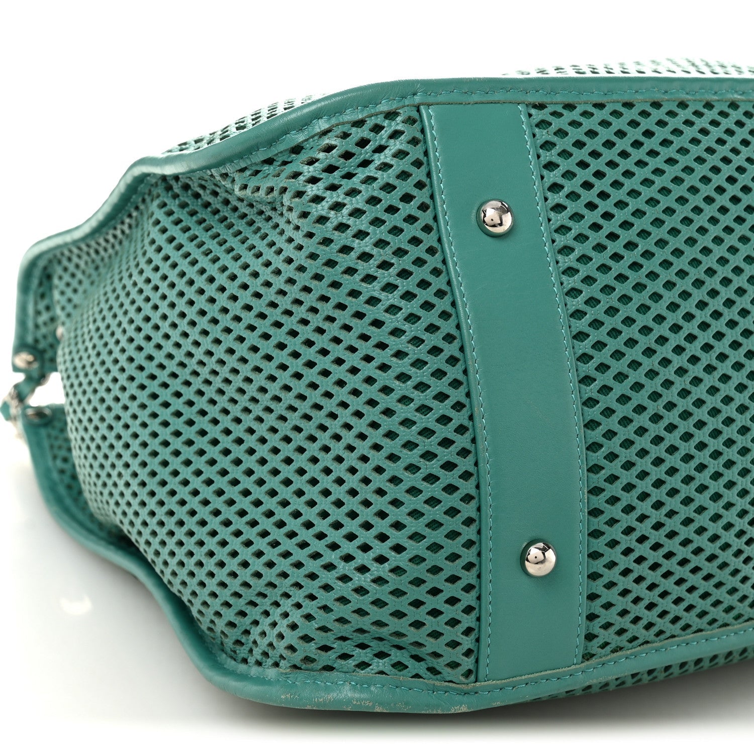 Calfskin Perforated Up In The Air Tote Green