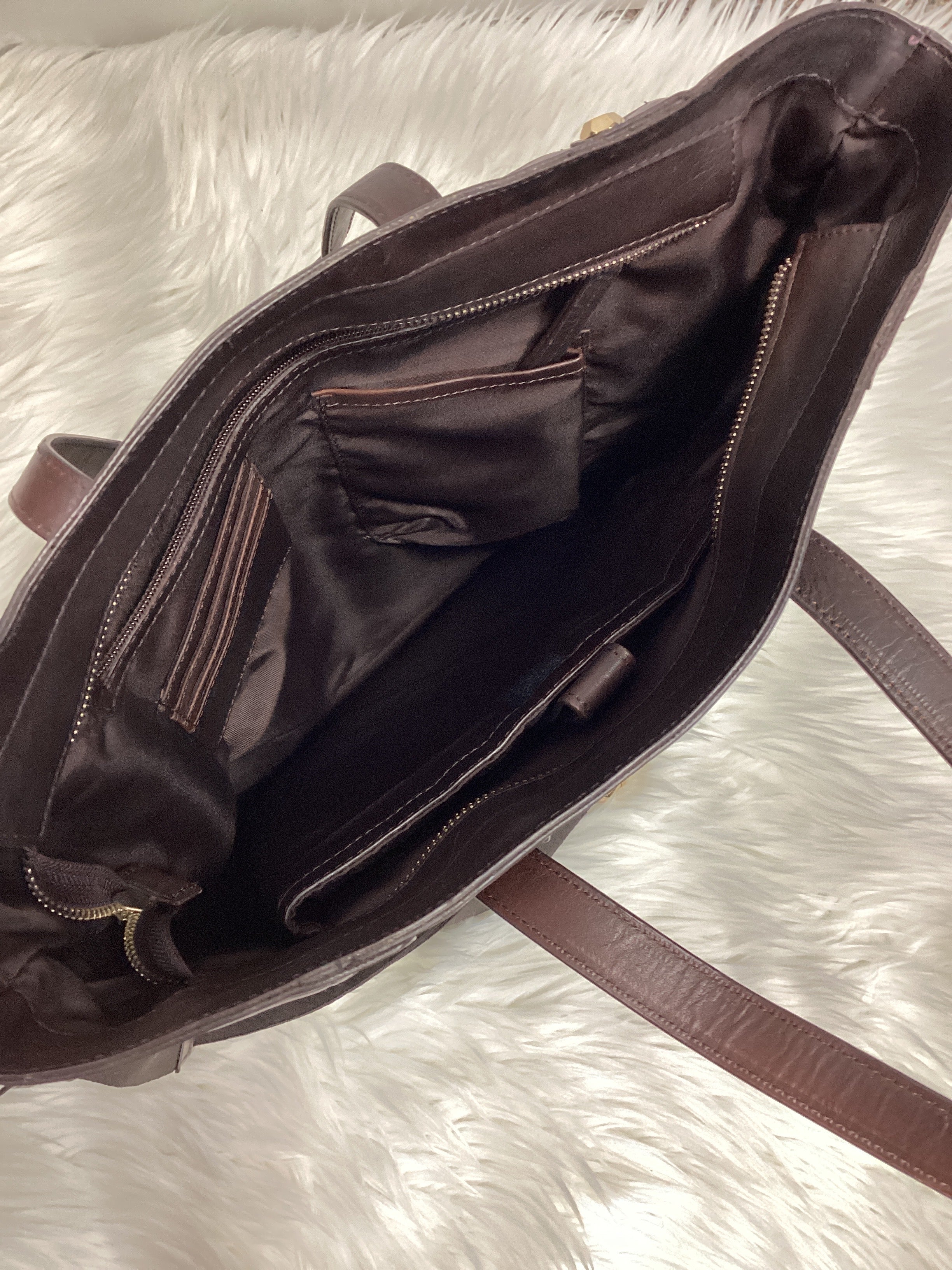 Handbag Leather By Laundry In Brown, Size:Medium