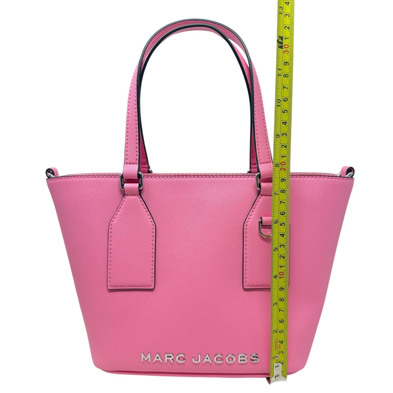 The Small Saffiano Leather Tote Bag In Candy Pink Luxury Designer By Marc Jacobs, Size: Small