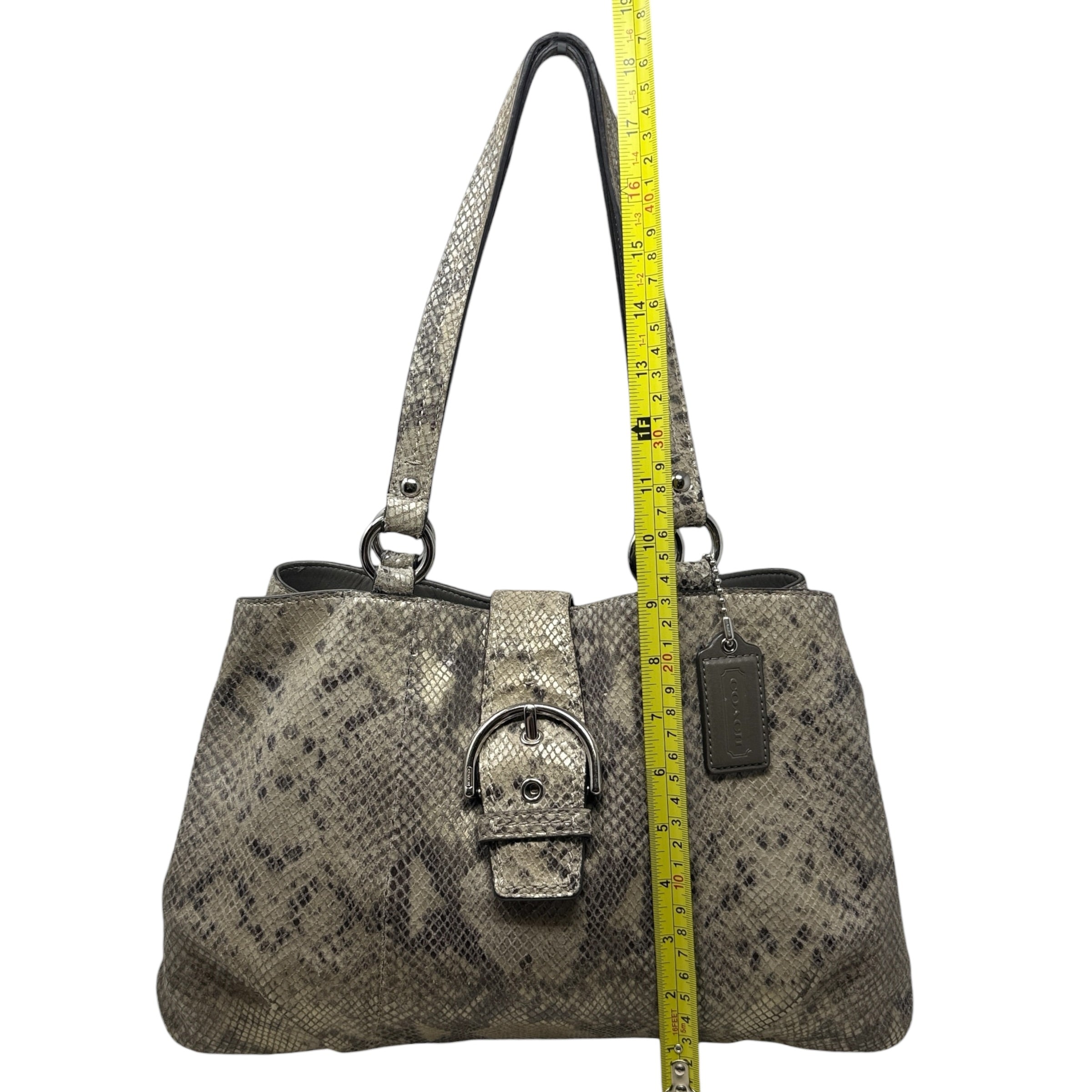 Soho Python Embossed Leather Carryall Tote Designer By Coach, Size: Medium