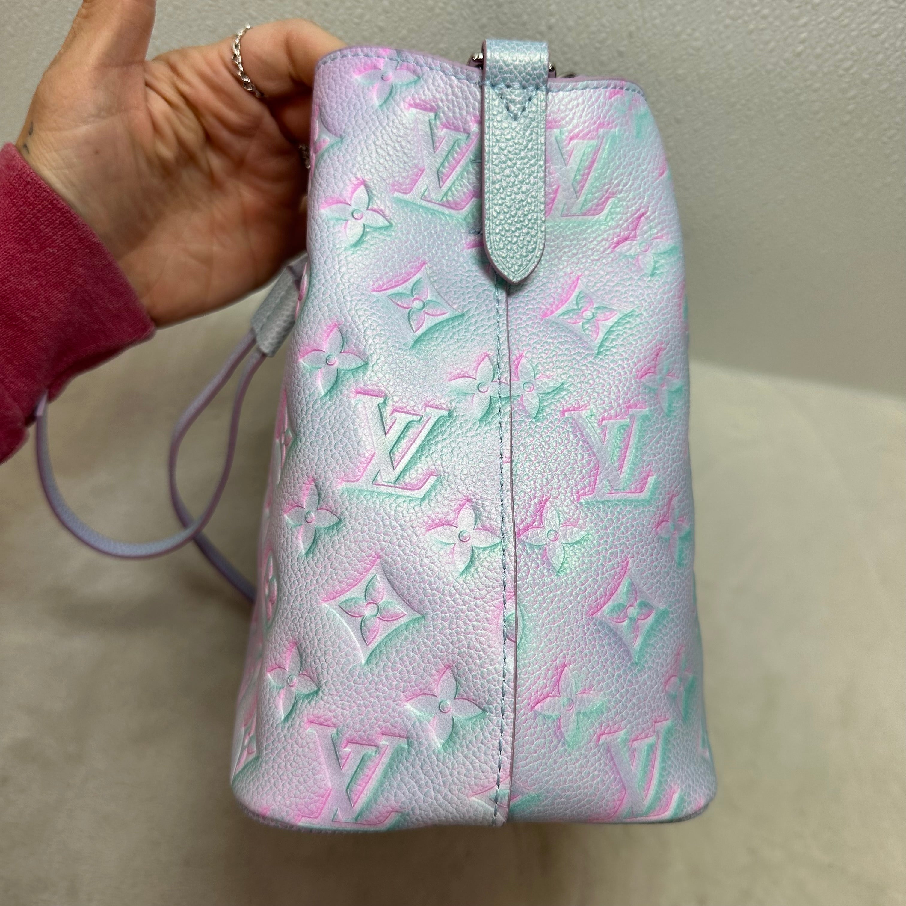 Limited edition NéoNoé BB bucket bag in Lilas Monogram Empreinte Summer Stardust leather Luxury Designer By Louis Vuitton, Size: Small