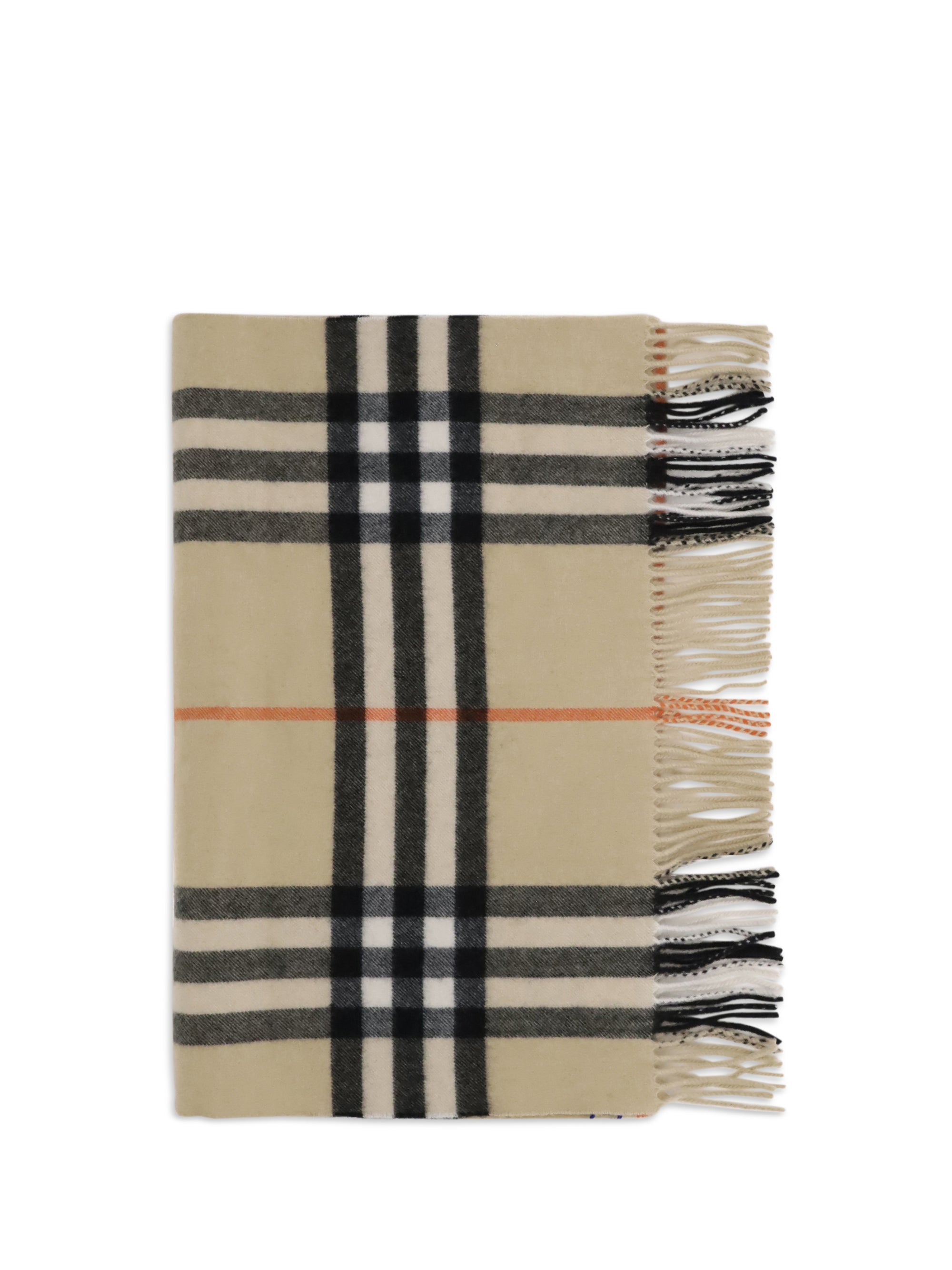 wide check cashmere scarf