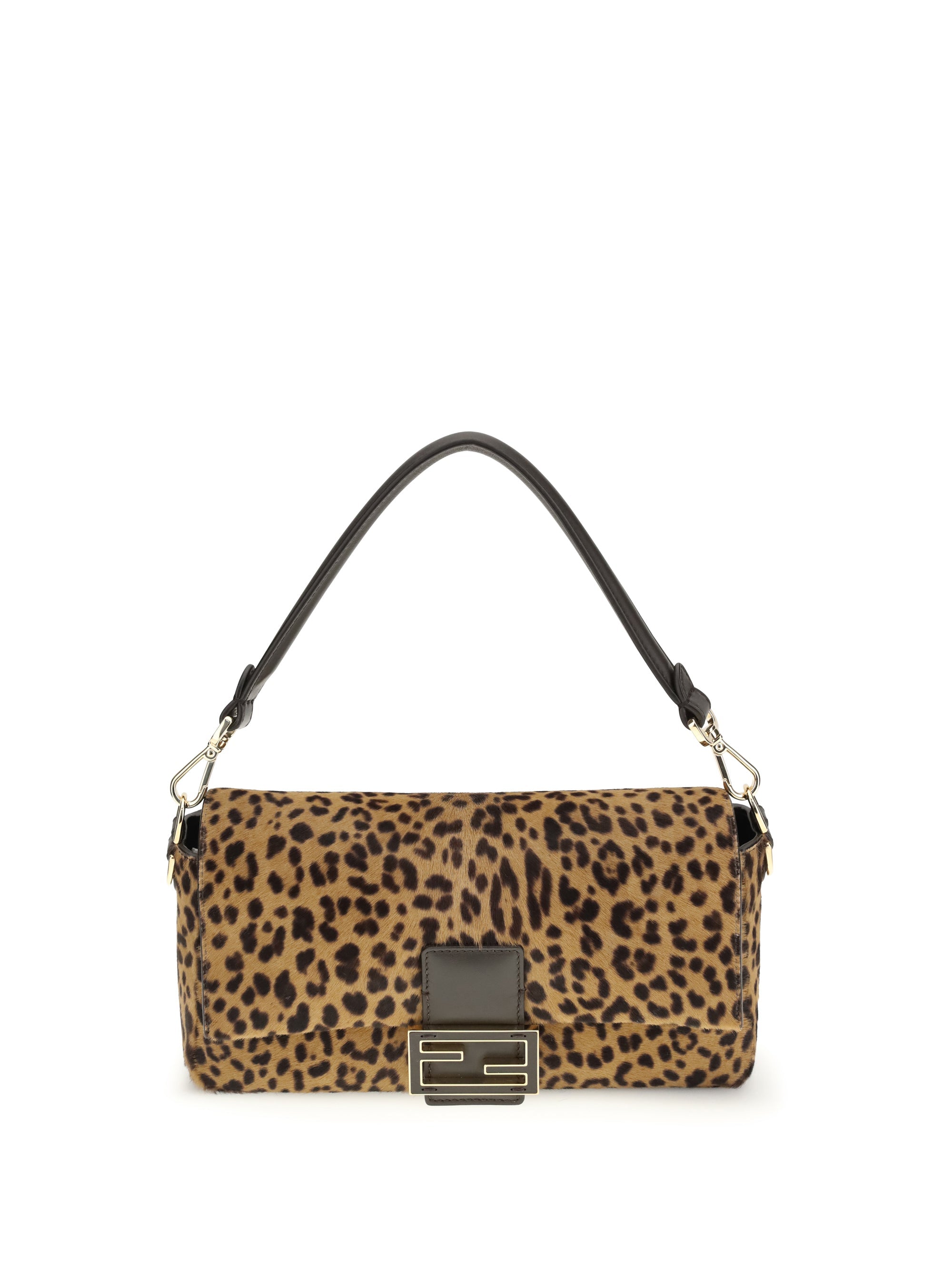 printed pony effect shoulder bag