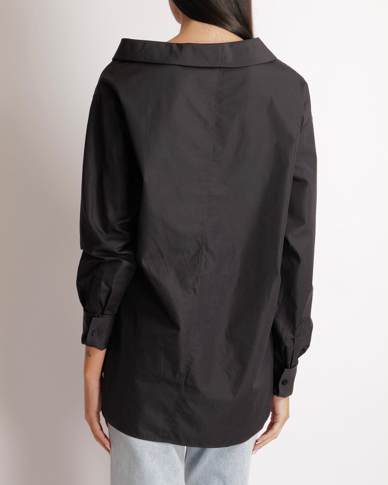 Christian Dior Black Cotton Poplin Asymmetric Shirt with CD Logo Detail Size FR 40 (UK 12) RRP £1,450