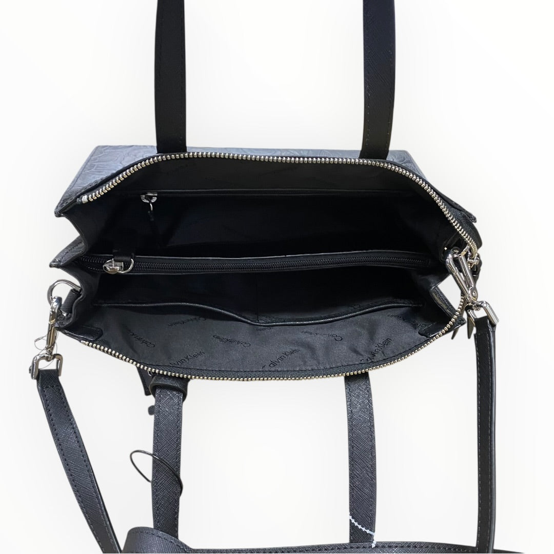 Handbag Leather By Calvin Klein In Black, Size:Medium
