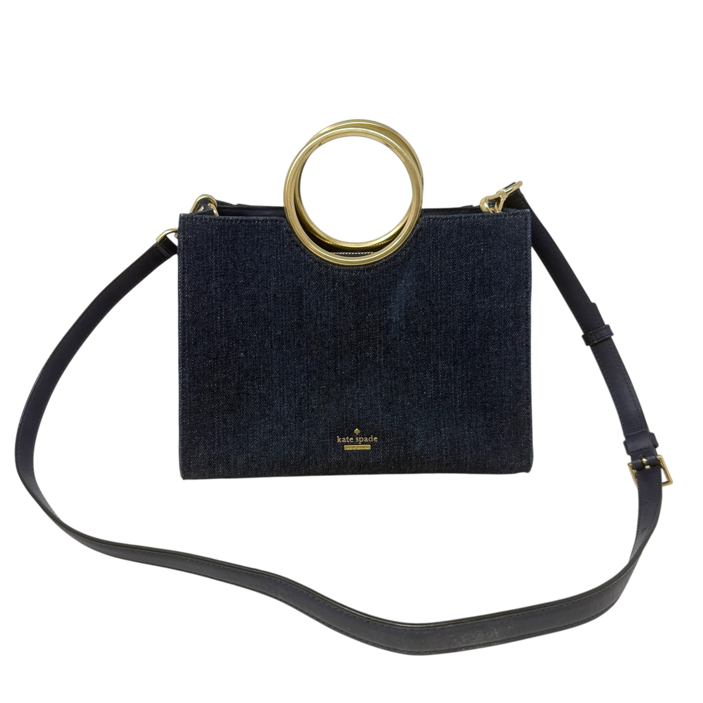 White Rock Road Denim Sam Satchel Designer By Kate Spade, Size: Small