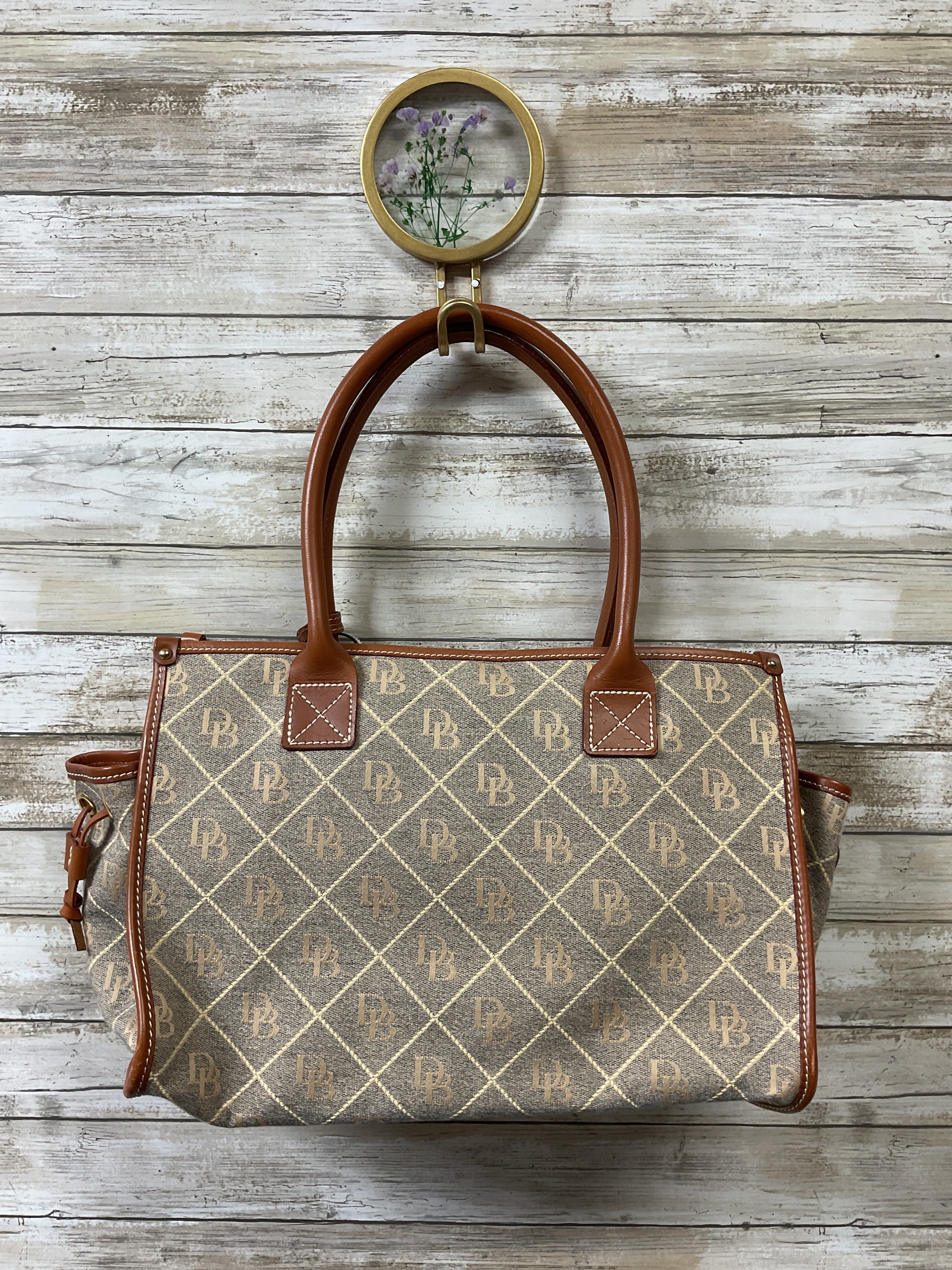 Handbag Designer By Dooney And Bourke In Brown & Grey, Size:Medium