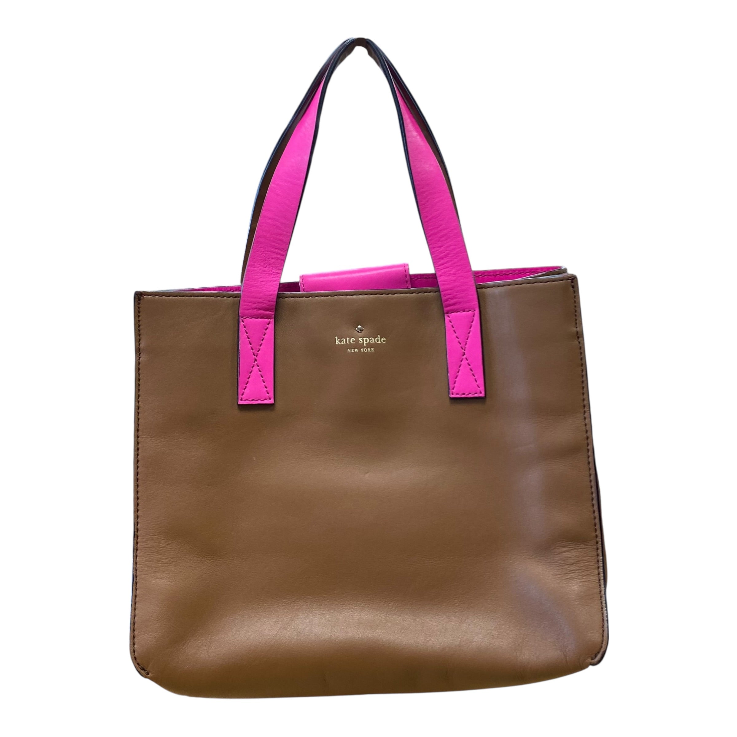 Handbag Designer By Kate Spade In Brown & Pink, Size:Medium
