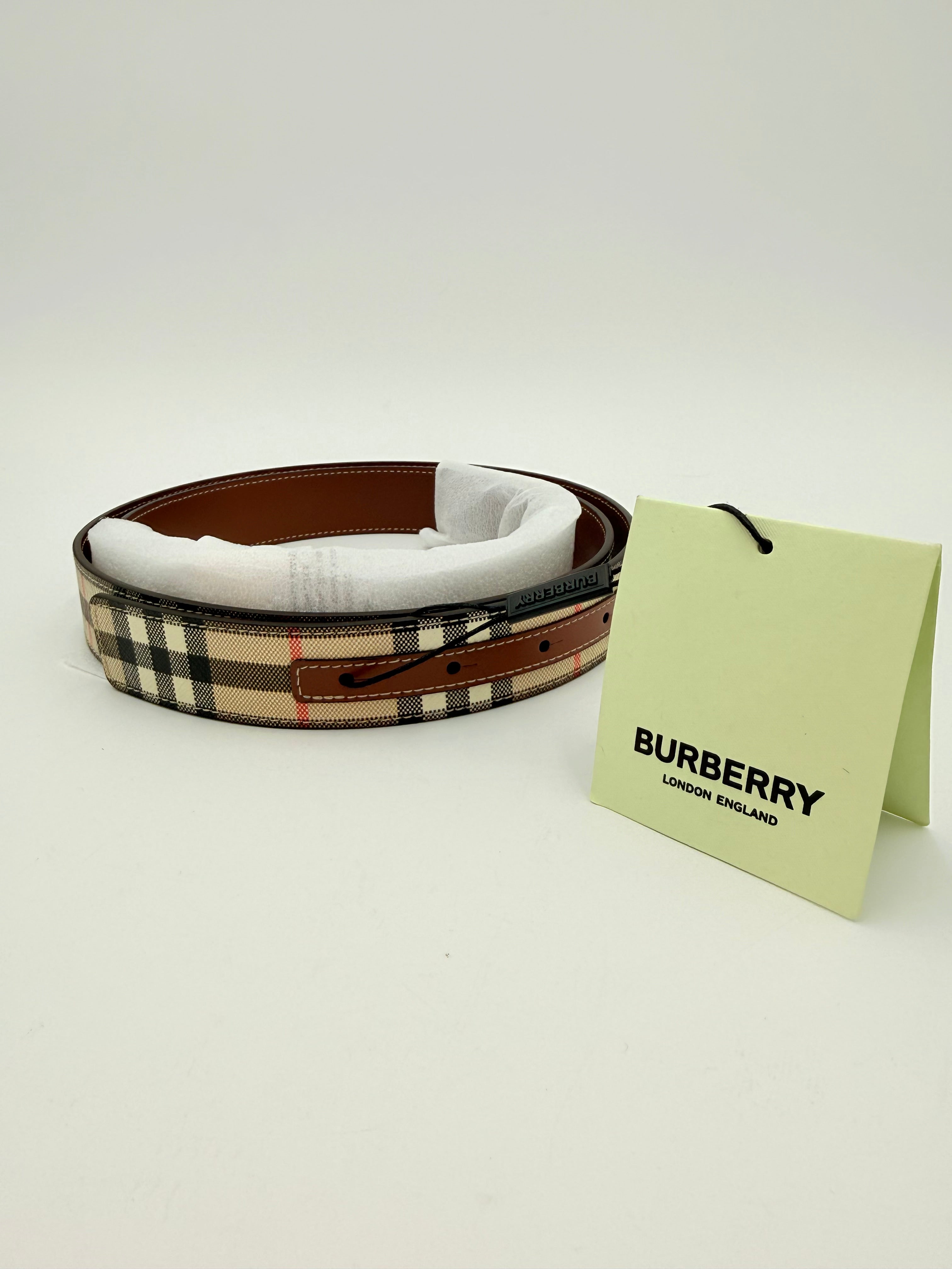 Belt Luxury Designer By Burberry In Plaid Pattern, Size:Large