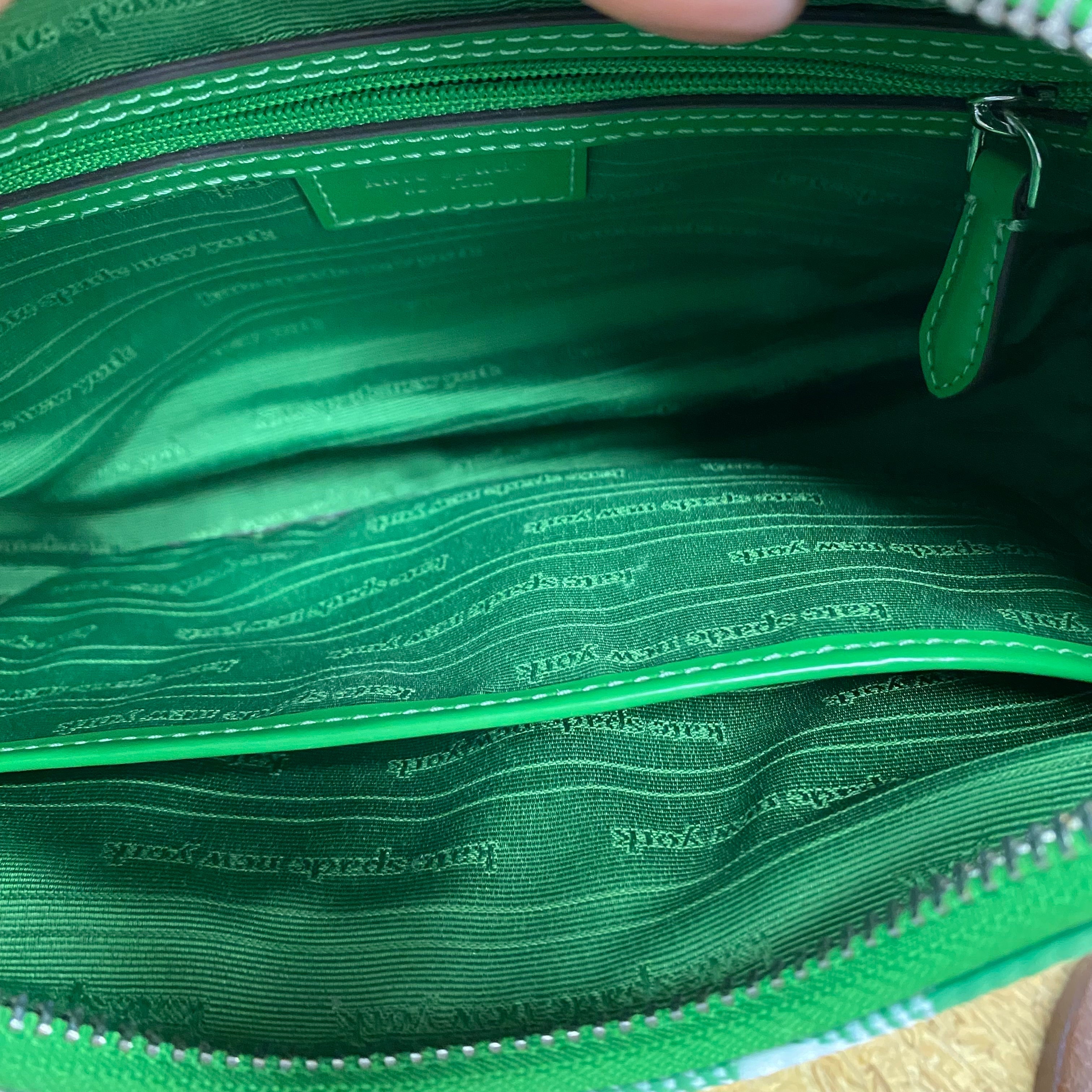 Handbag Designer By Kate Spade In Green & White, Size:Small