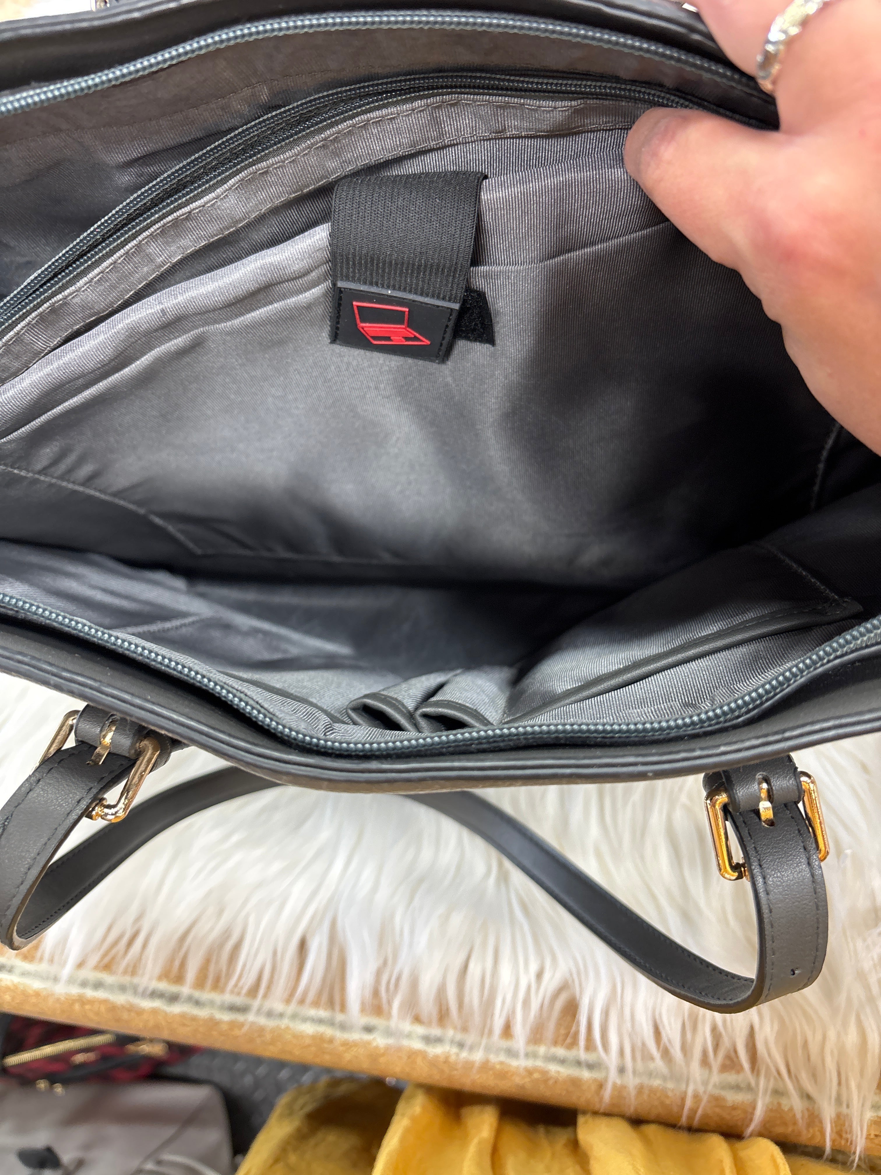 Handbag Leather By Cmc In Grey, Size:Large