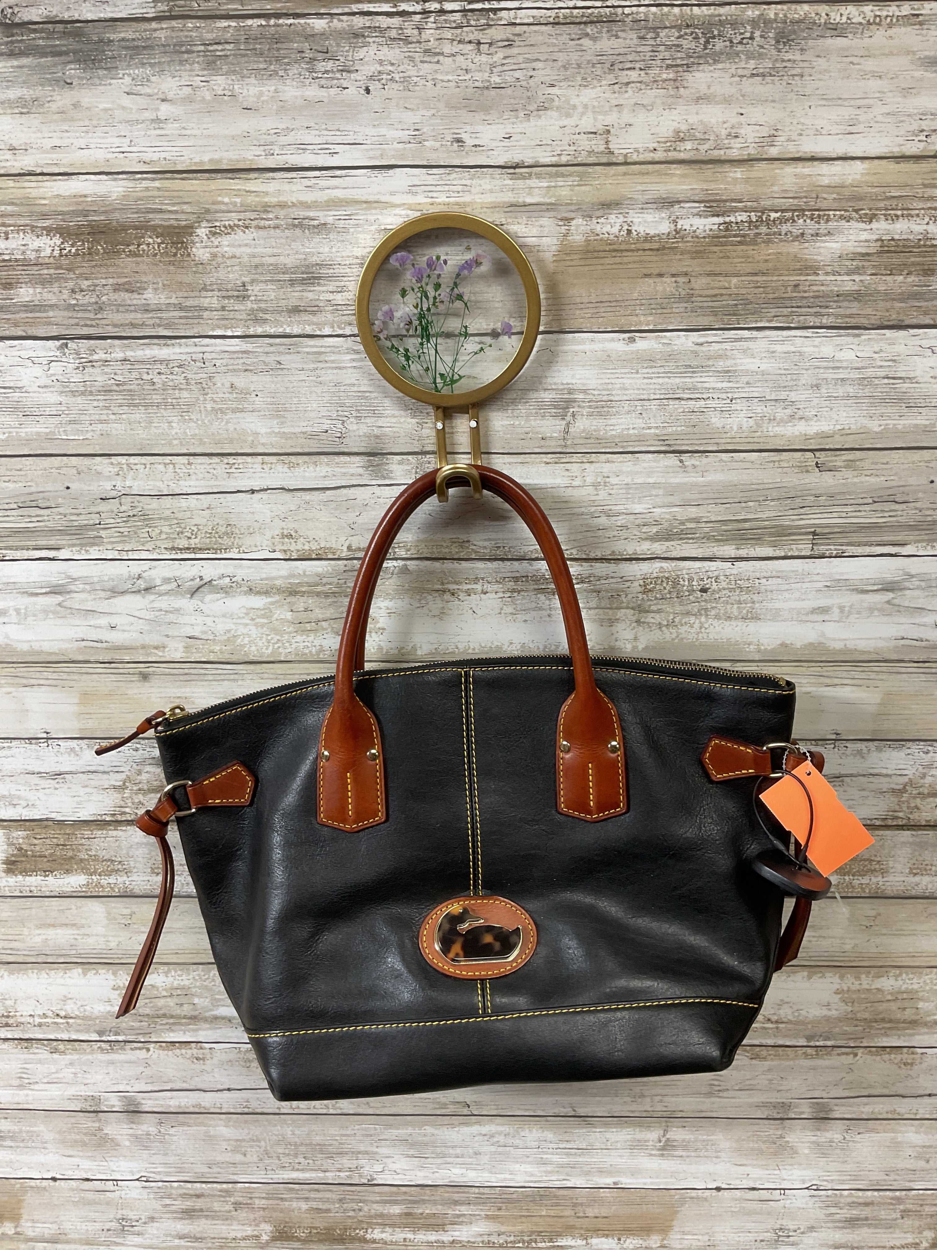 Handbag Designer By Dooney And Bourke In Black & Brown, Size:Medium