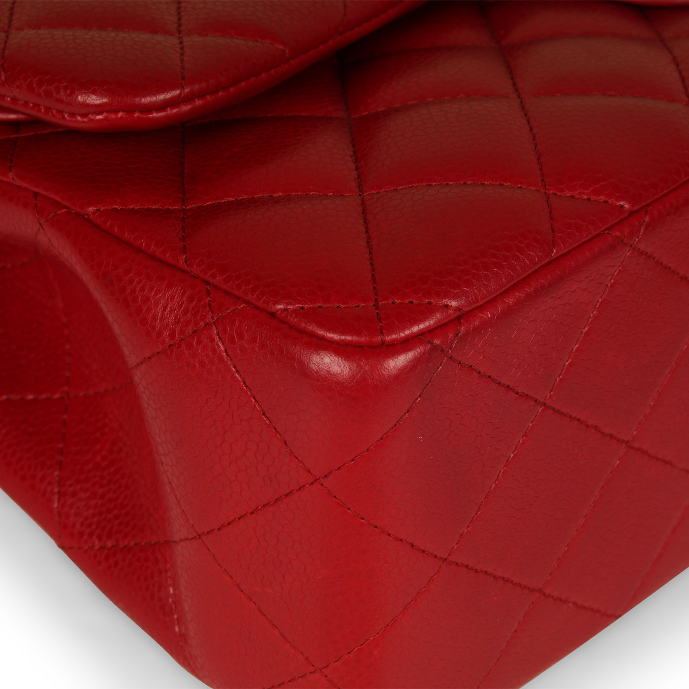 Classic Red Caviar Flap Bag - Jumbo