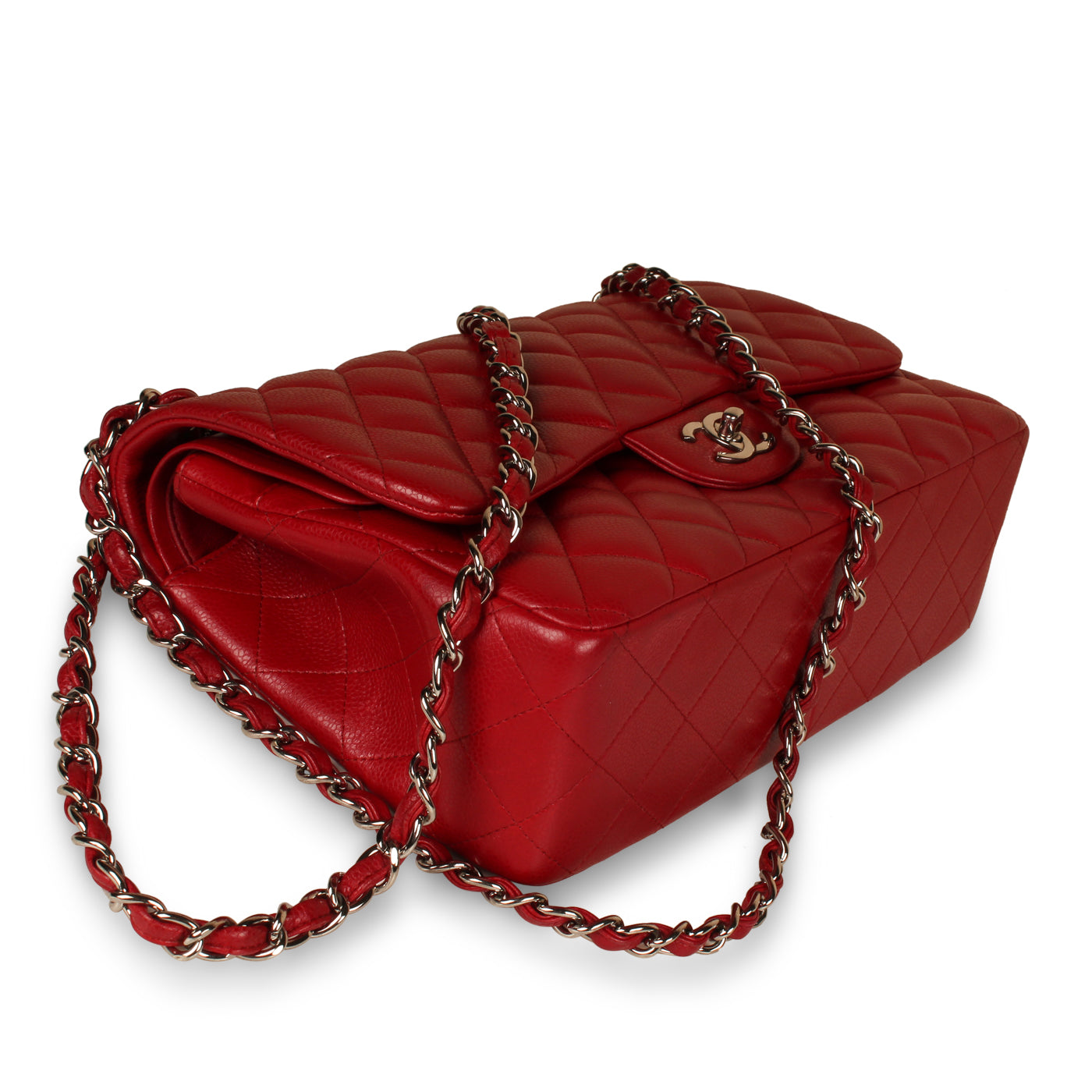 Classic Red Caviar Flap Bag - Jumbo