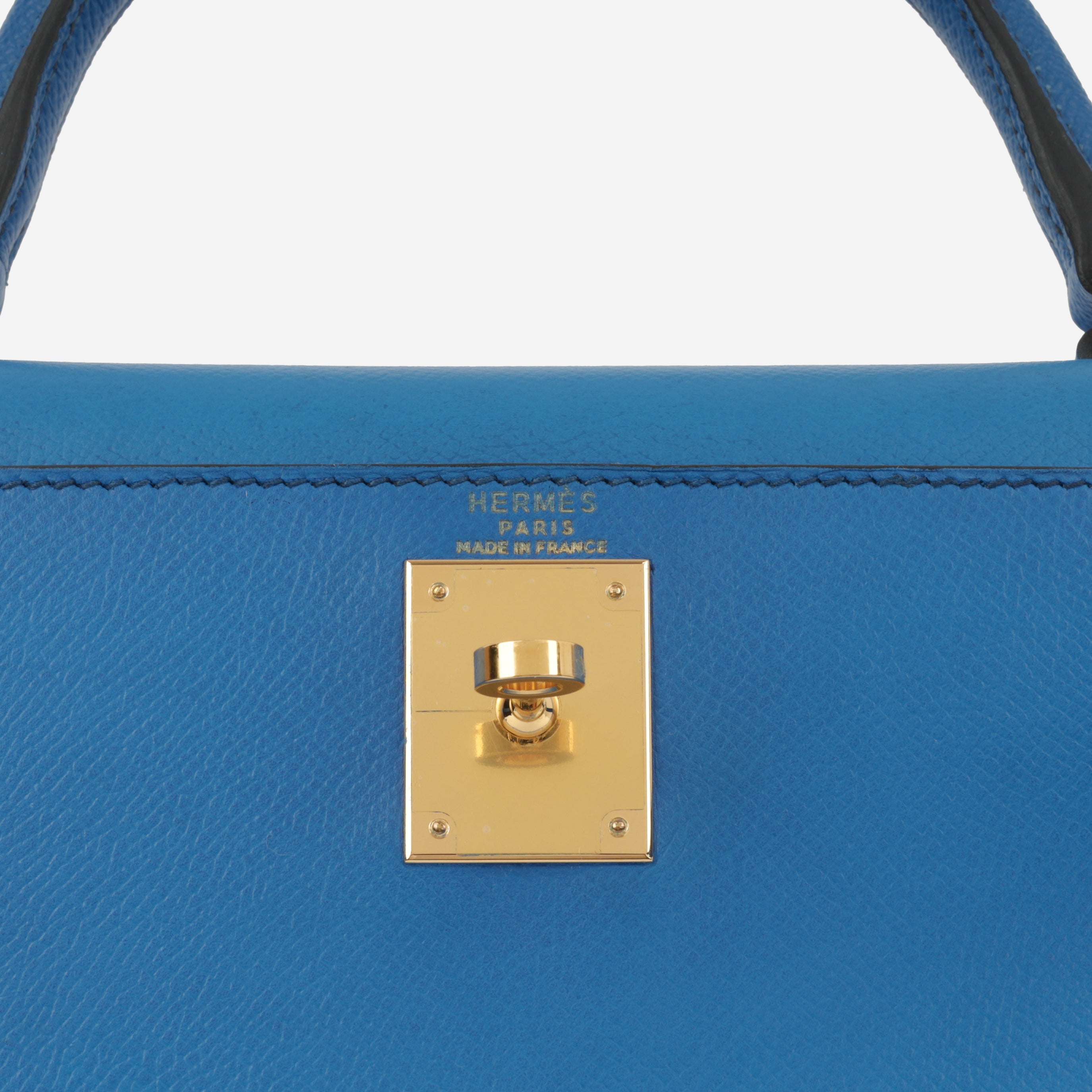 Hermès Vintage Kelly 28 - Bleu De France Courchevel | Gold Hardware
