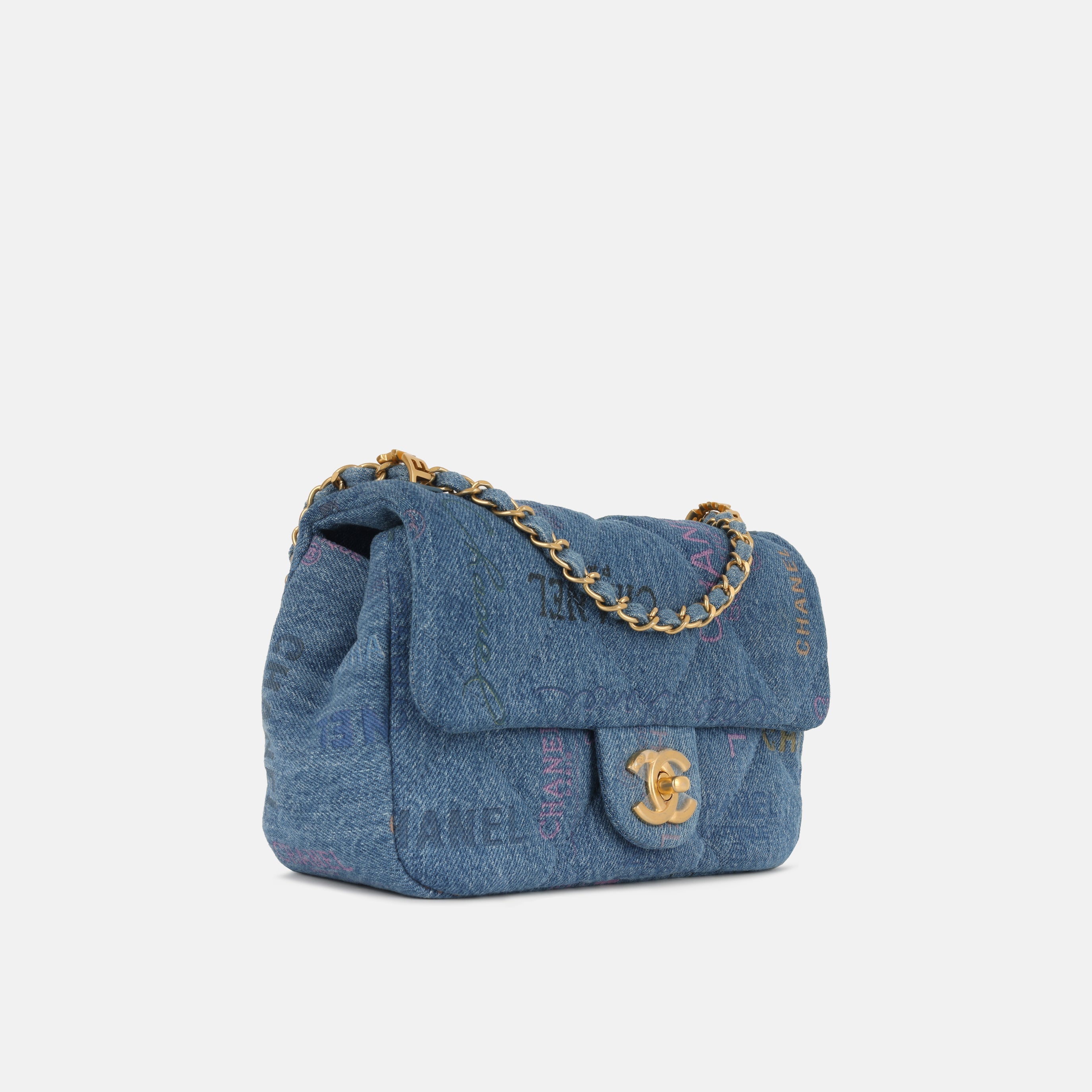 Small Flap Bag - Denim Logo