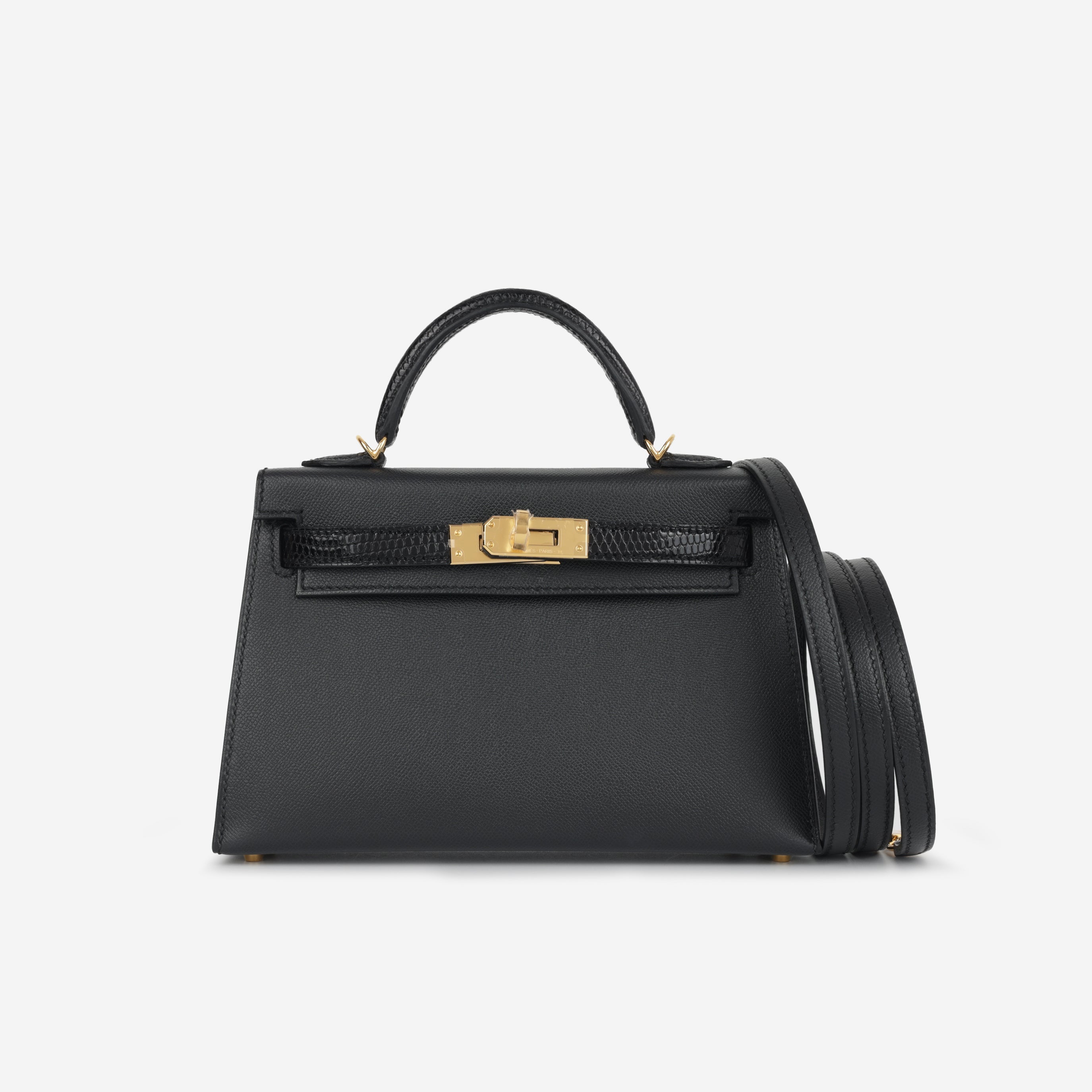 Hermès Mini Kelly Touch - Black Madame / Lizard | Gold Hardware