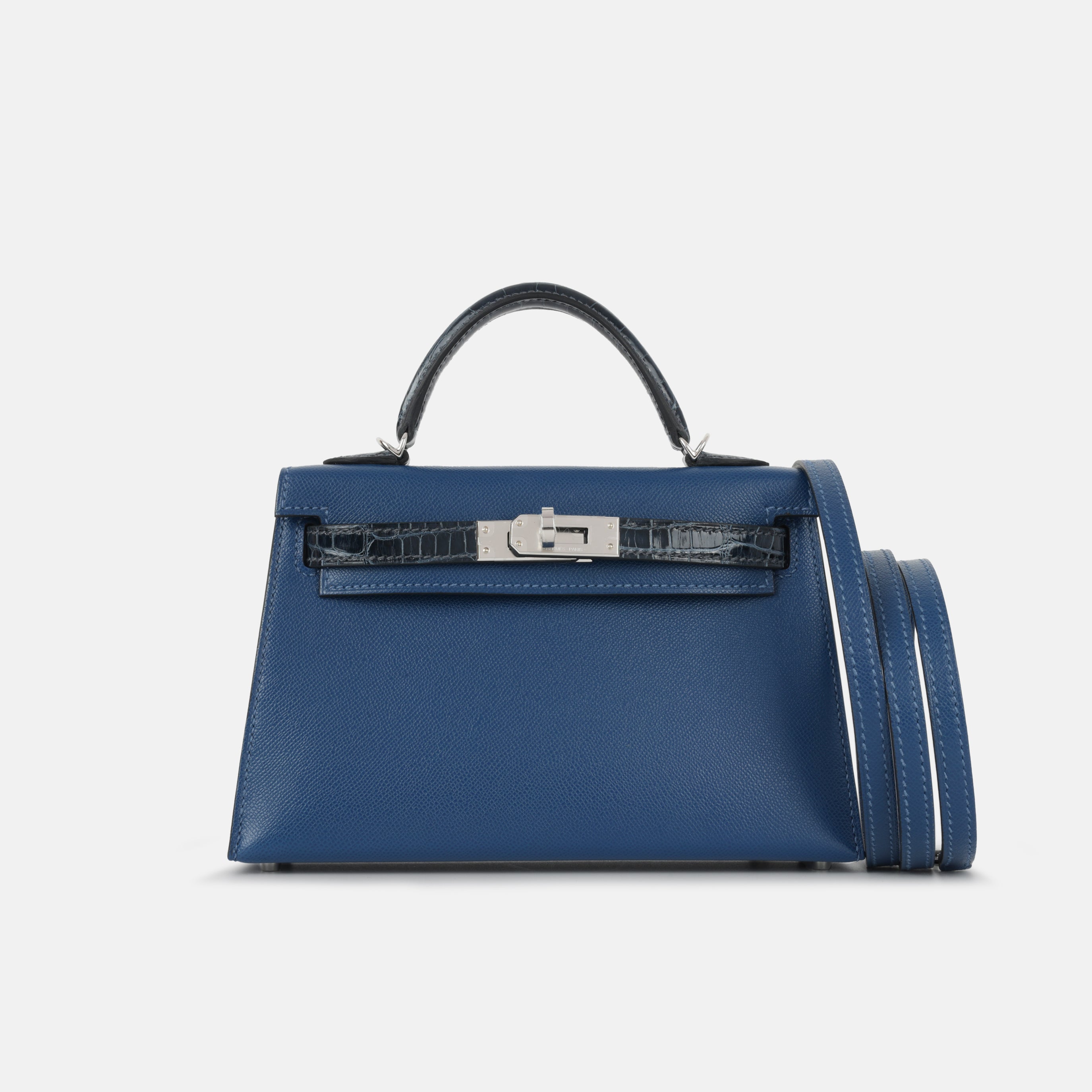 Mini Kelly Touch - Deep Bleu Madame / Bleu Baltique Alligator