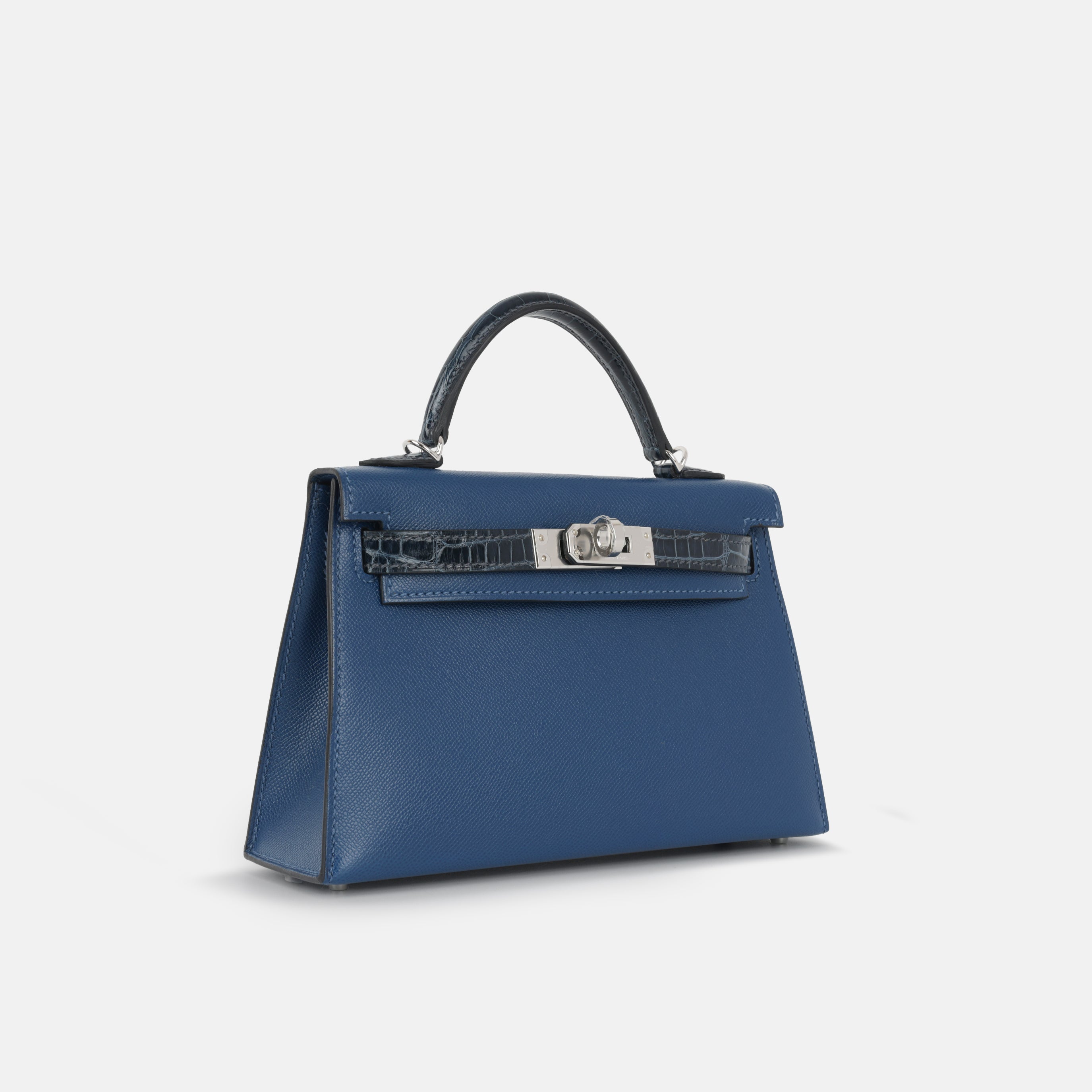 Mini Kelly Touch - Deep Bleu Madame / Bleu Baltique Alligator
