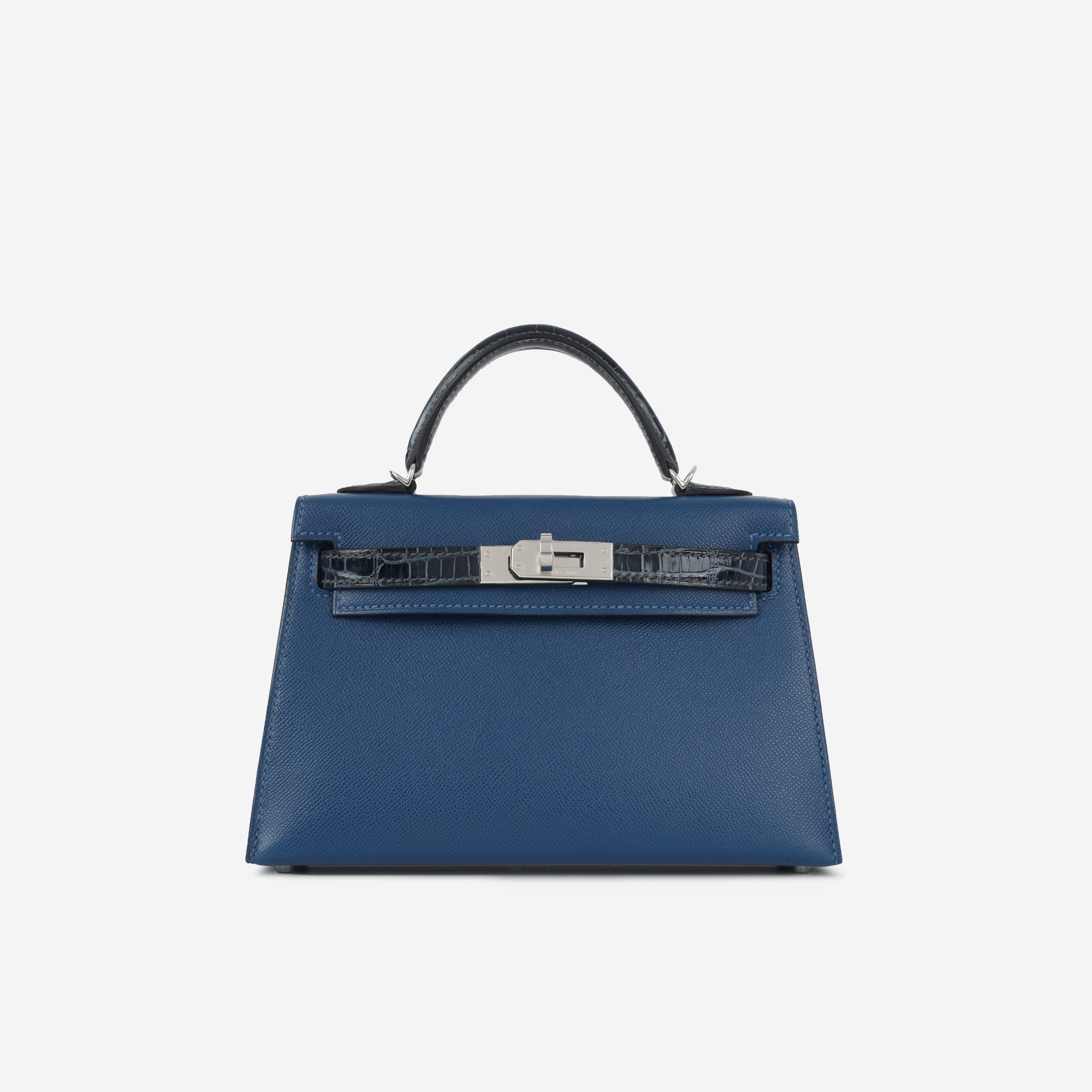 Mini Kelly Touch - Deep Bleu Madame / Bleu Baltique Alligator