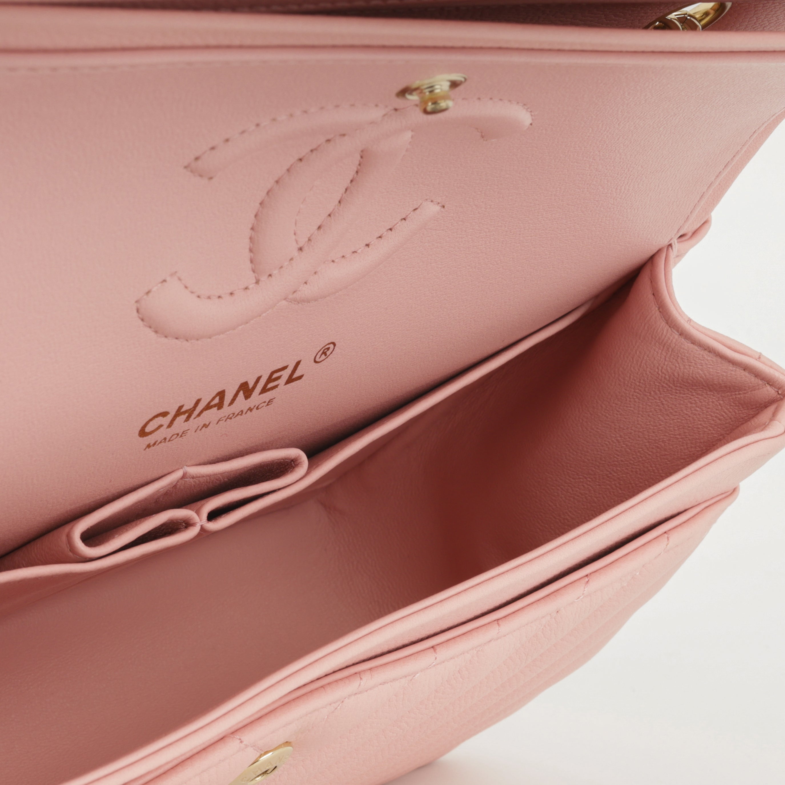 Small Classic Flap - Matte Pink Chevron | Gold Hardware