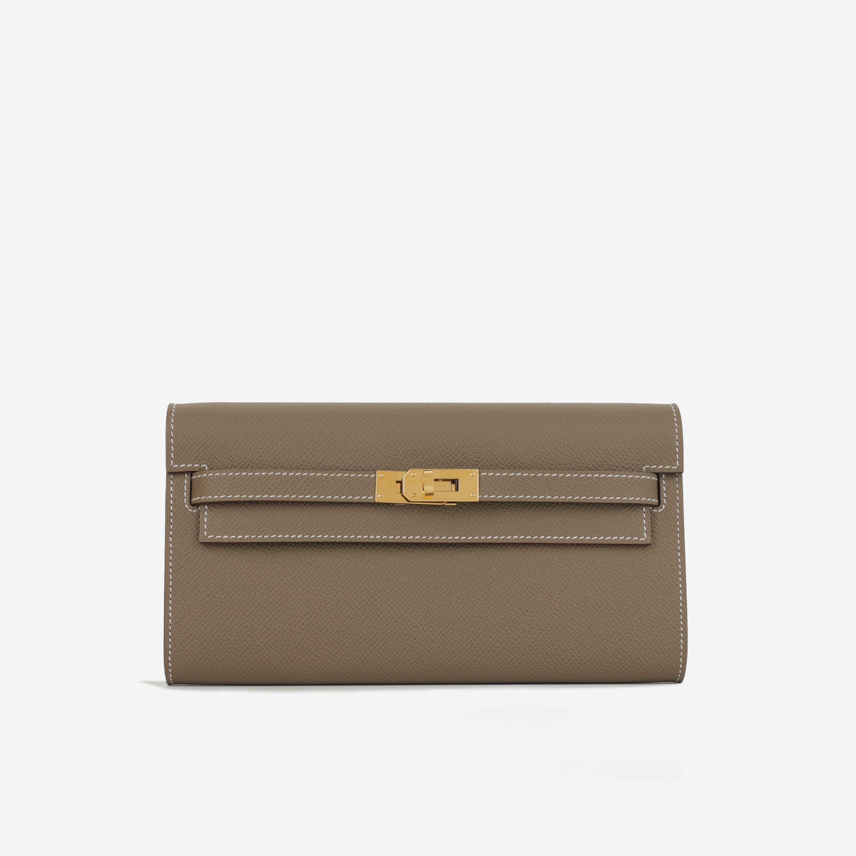 Hermès Kelly To Go Wallet - Etoupe Epsom | Gold Hardware