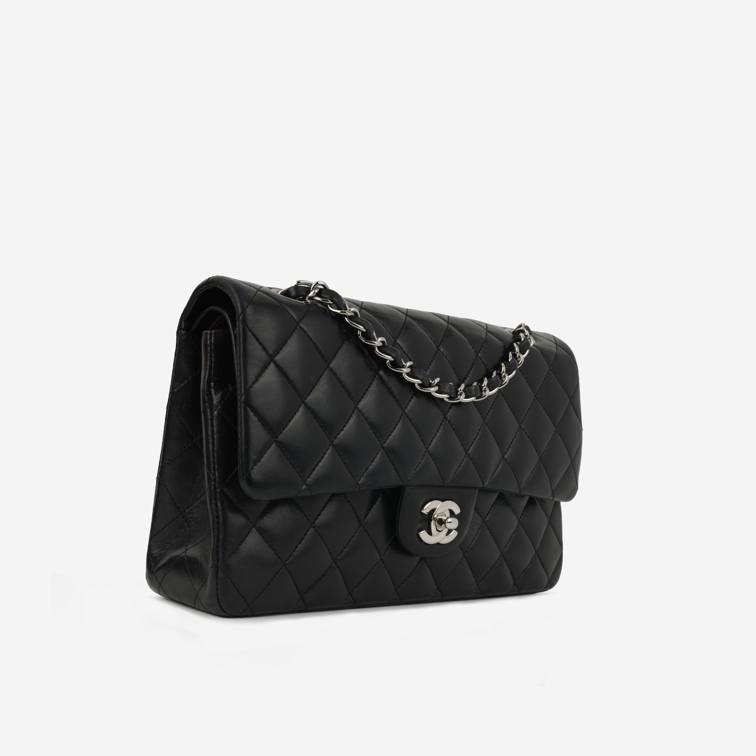 Chanel Medium Classic Flap - Black Lambskin | Silver Hardware