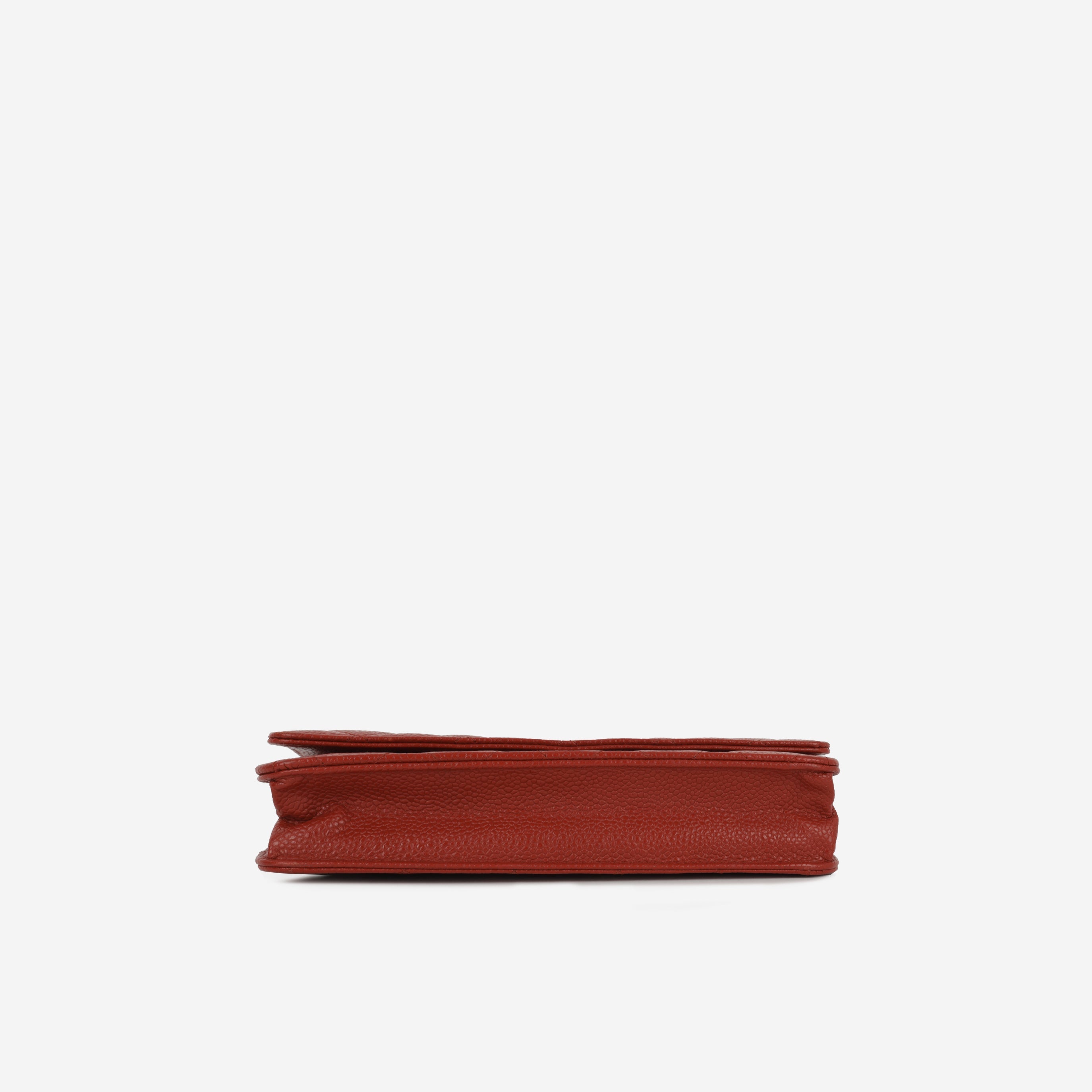 Chanel Classic Wallet on Chain - Red Caviar | Silver Hardware