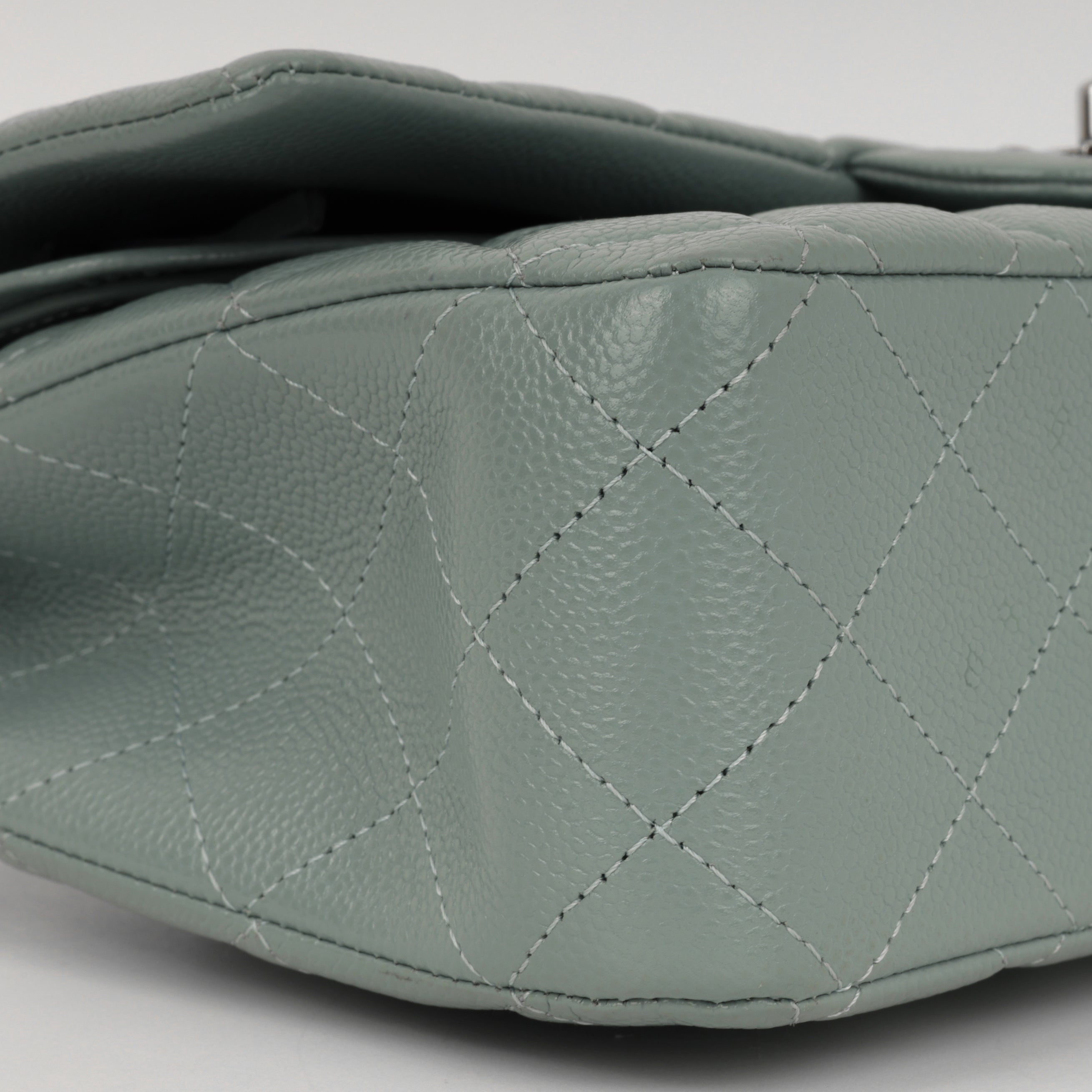 Medium Classic Flap - Sage Green Caviar | Silver Hardware