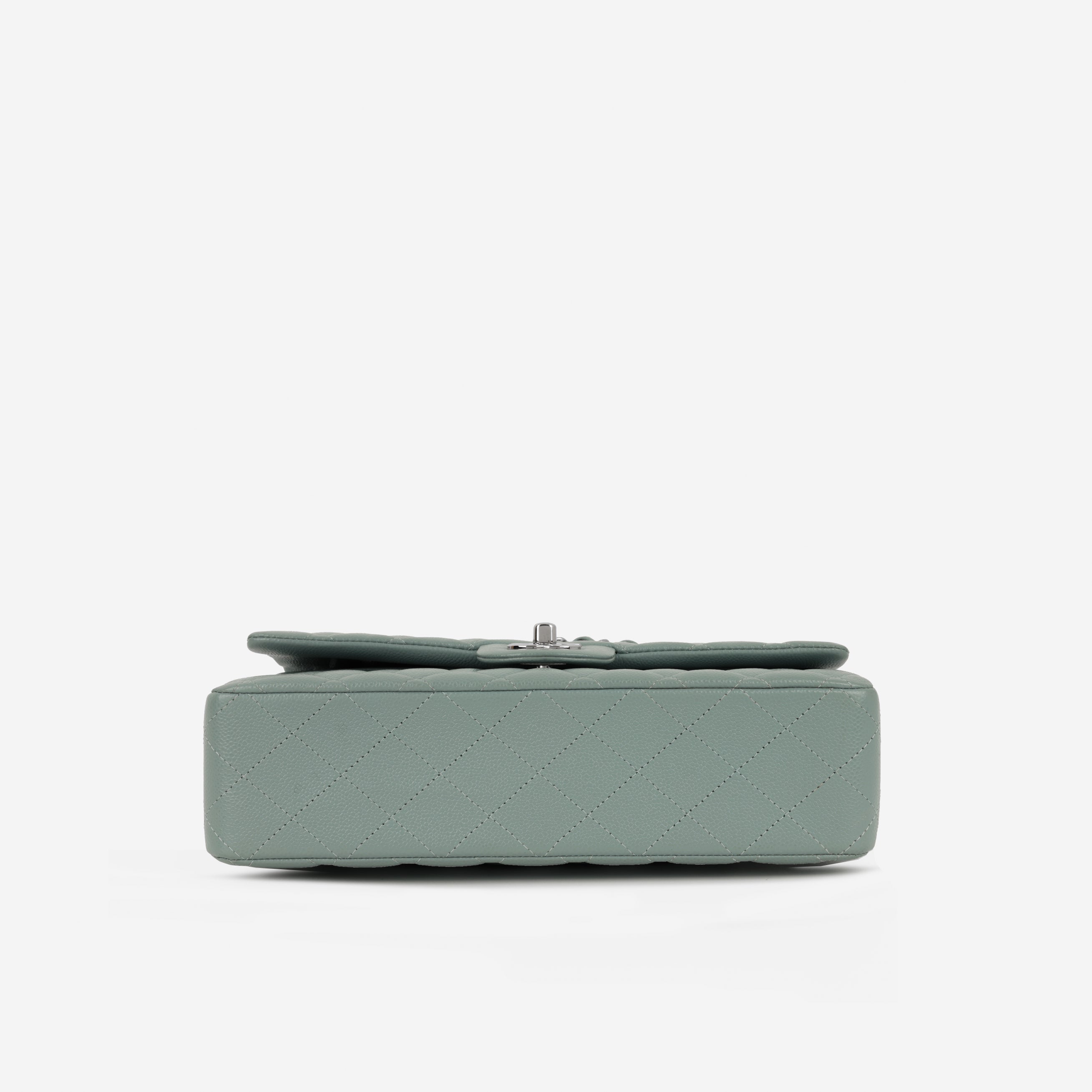 Medium Classic Flap - Sage Green Caviar | Silver Hardware