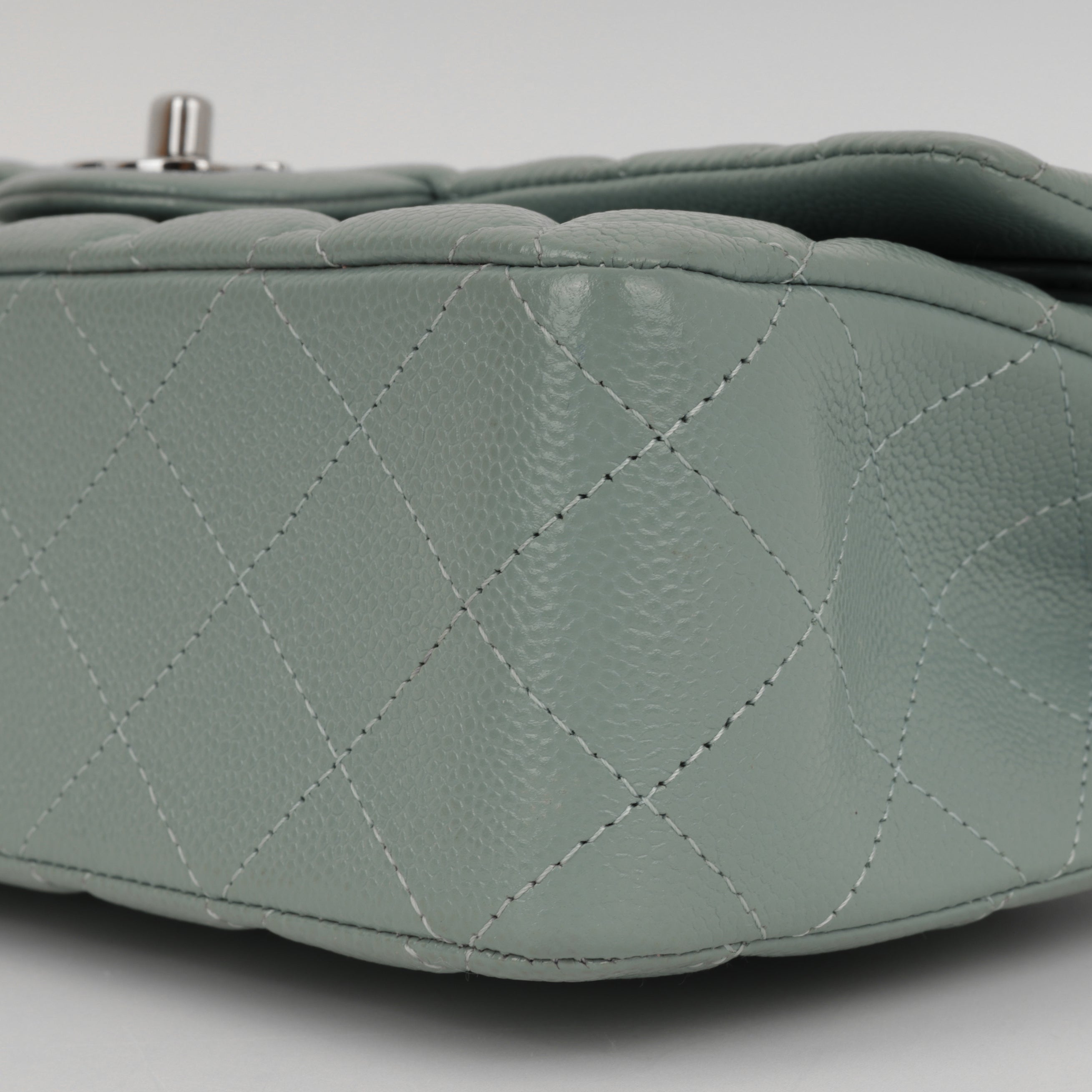 Medium Classic Flap - Sage Green Caviar | Silver Hardware