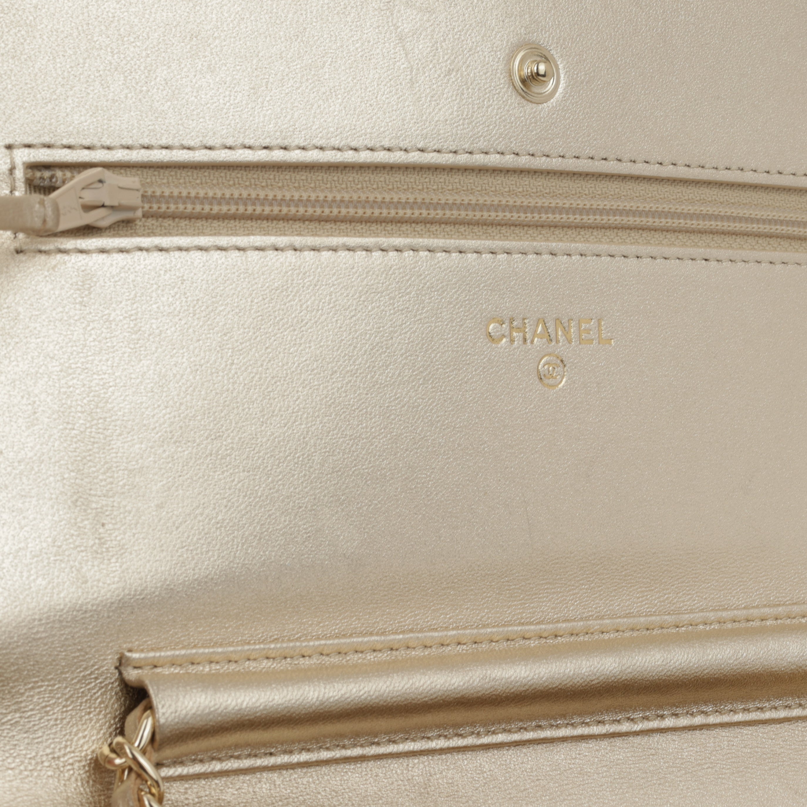 Chanel Classic Wallet on Chain - Champagne Metallic | Champagne Gold Hardware