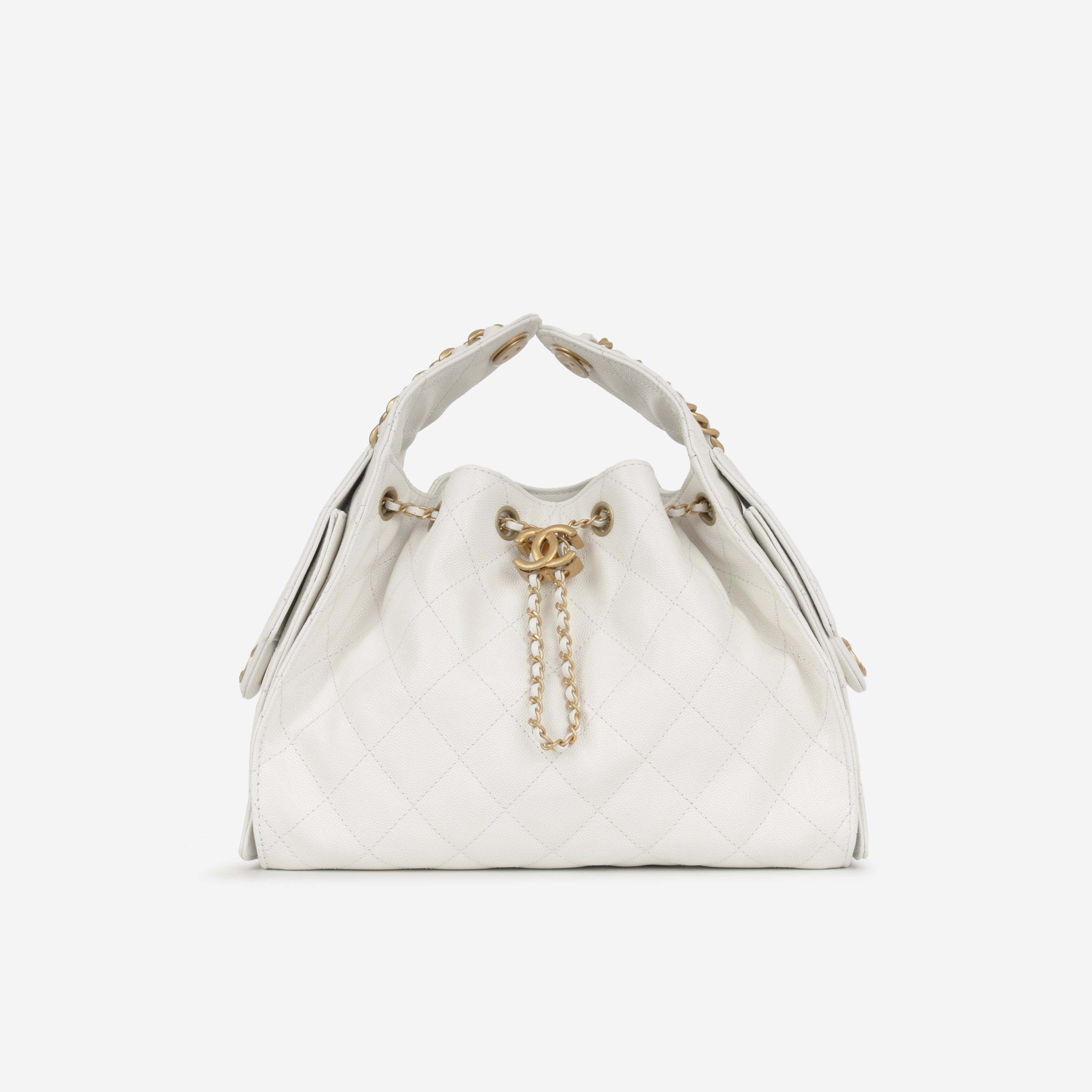 Chanel Small 25 Hobo - White Caviar | Gold Hardware