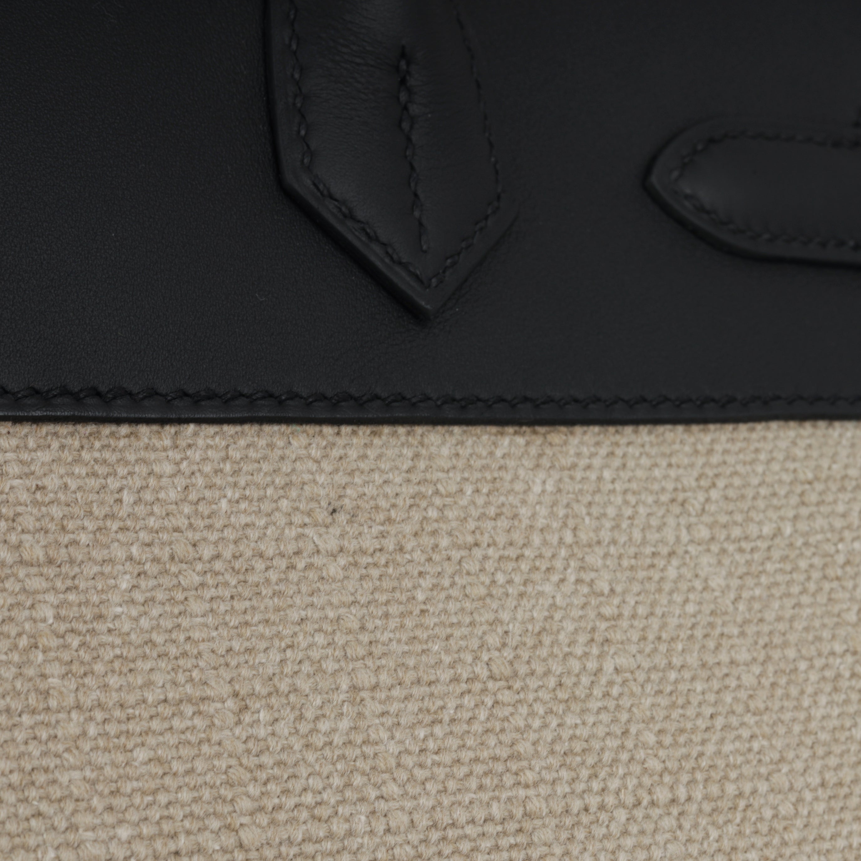 Hermès Birkin 30 Toile - Ficelle / Noir Swift | Palladium Hardware