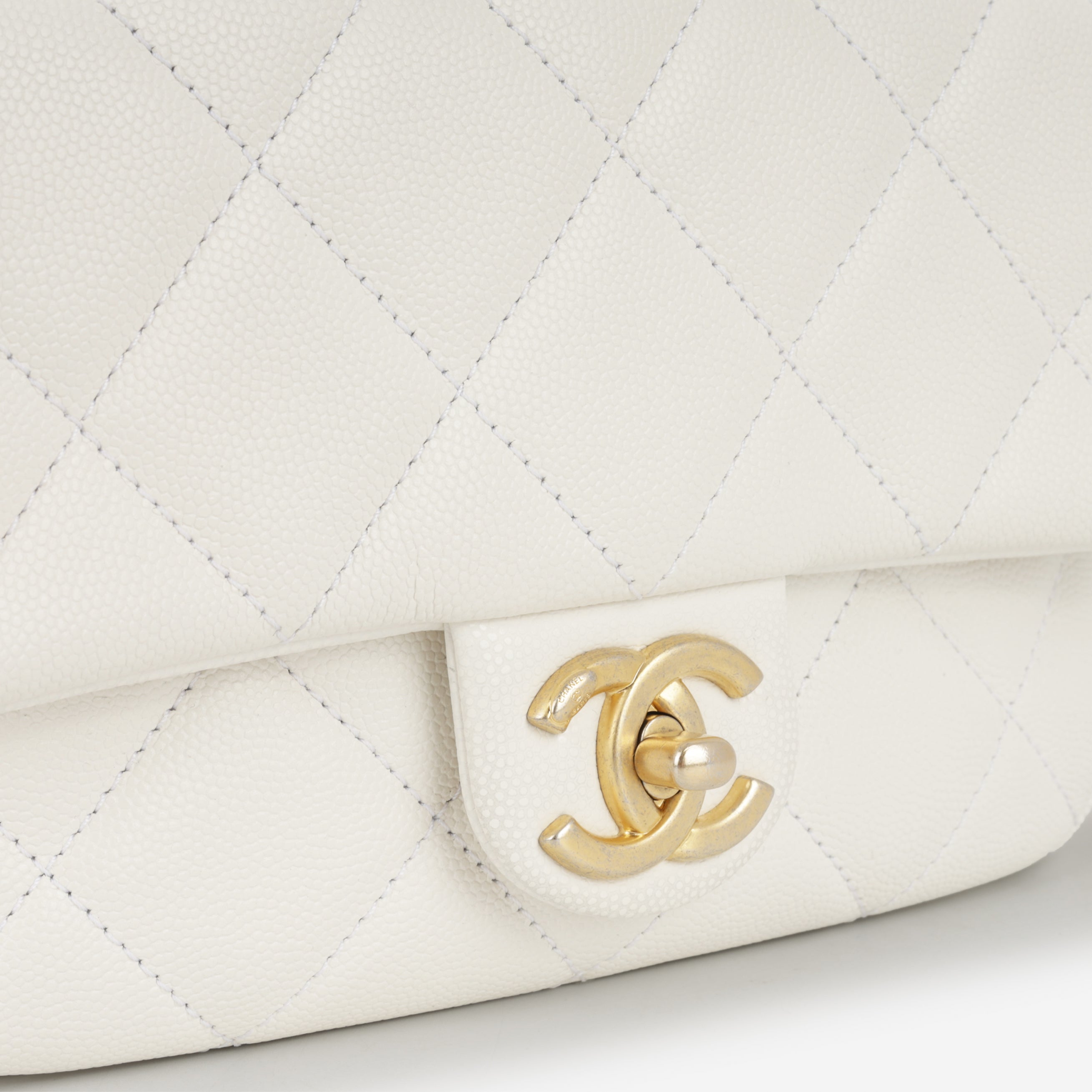 Chanel Coin Mini Flap - White Caviar | Gold Hardware