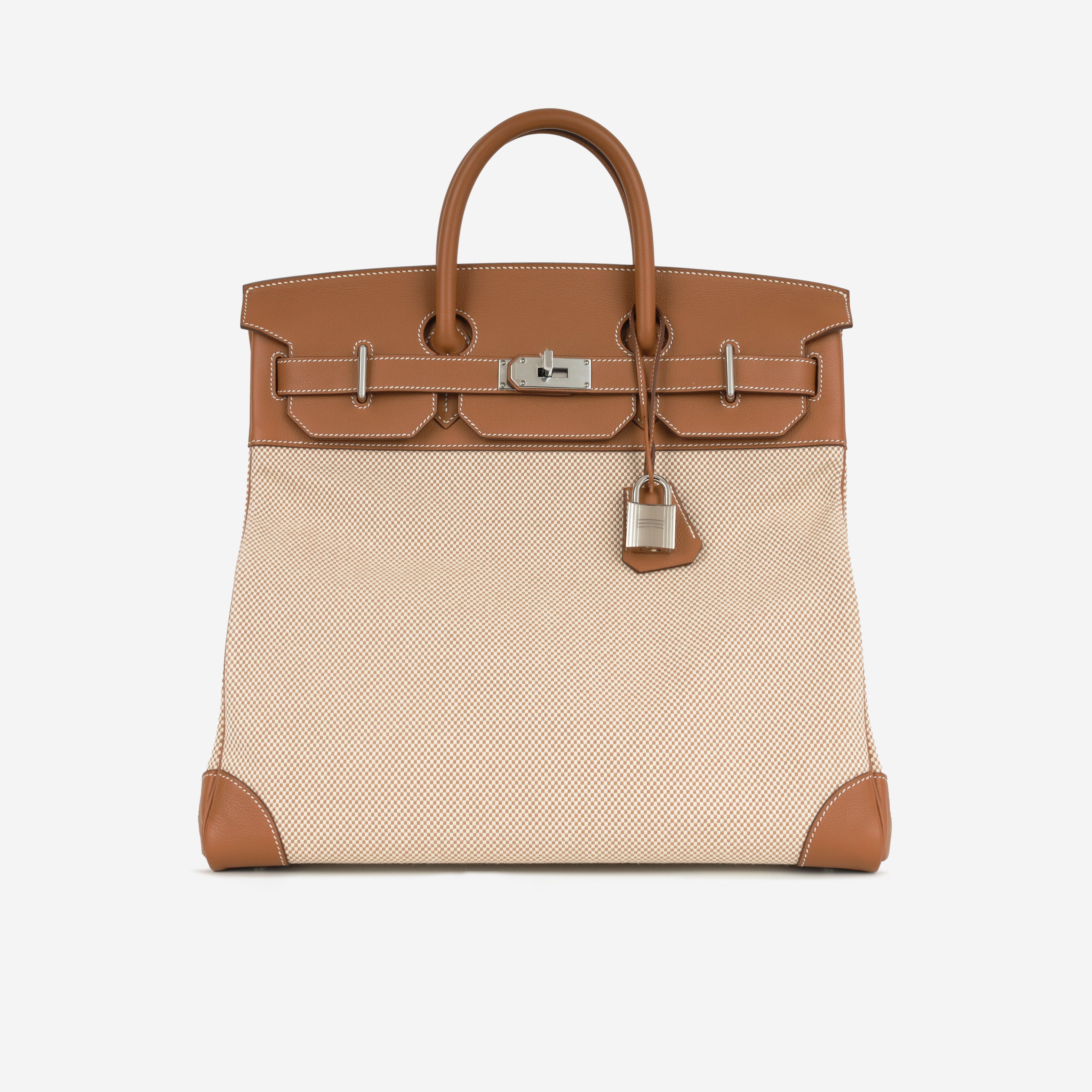 Hermès HAC 40 - Gold Evercolor / Gold-Ecru Toile | Palladium Hardware