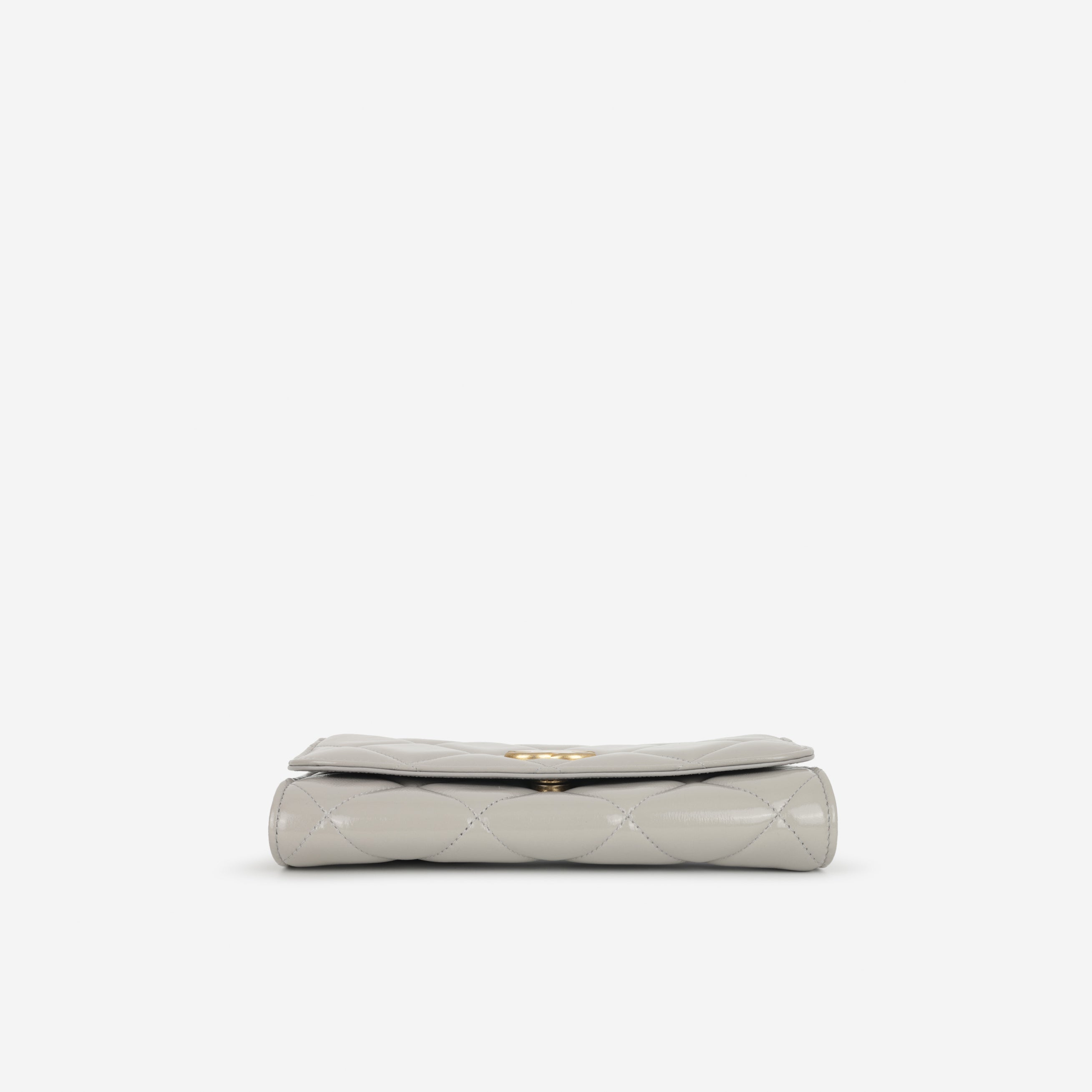 Chanel Seasonal Medallion WOC - Grey Patent | Gold Hardware
