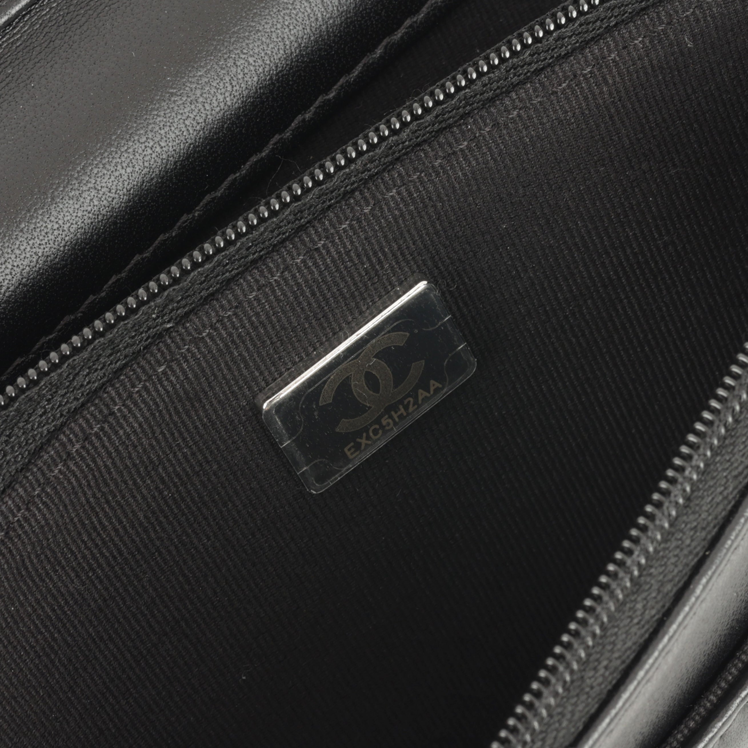 Chanel Wallet On Chain - Black Lambskin with Strass CC | Silver Hardware