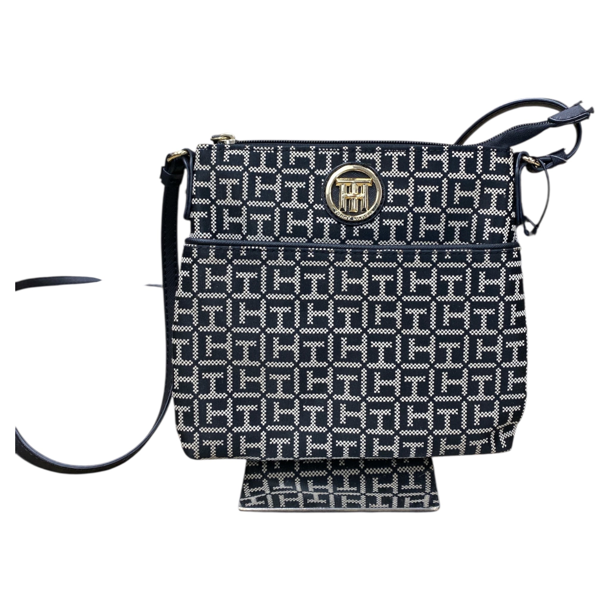 Handbag By Tommy Hilfiger In Black & Cream, Size:Small