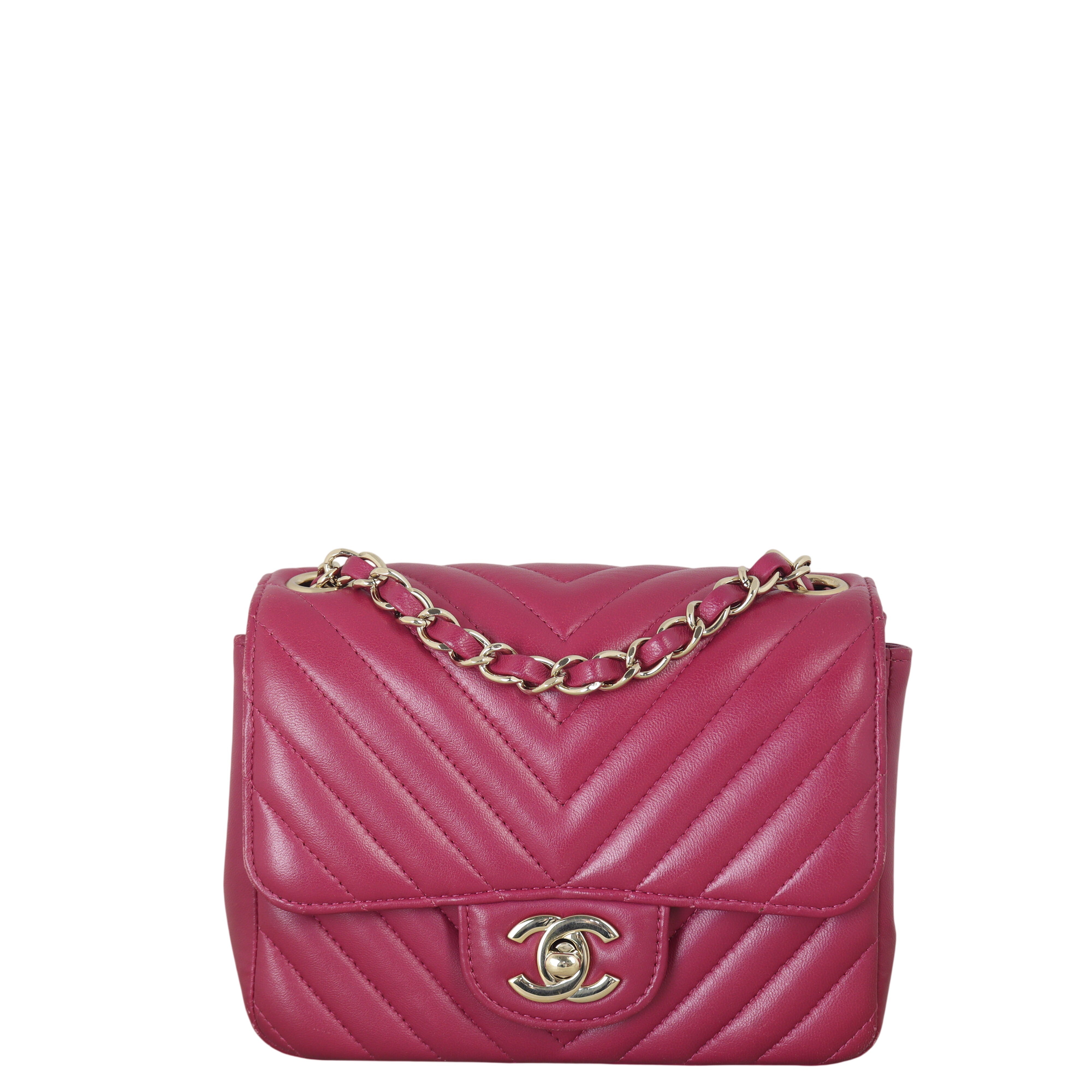 Chanel Classic Flap Mini Square Bag Chevron Lambskin