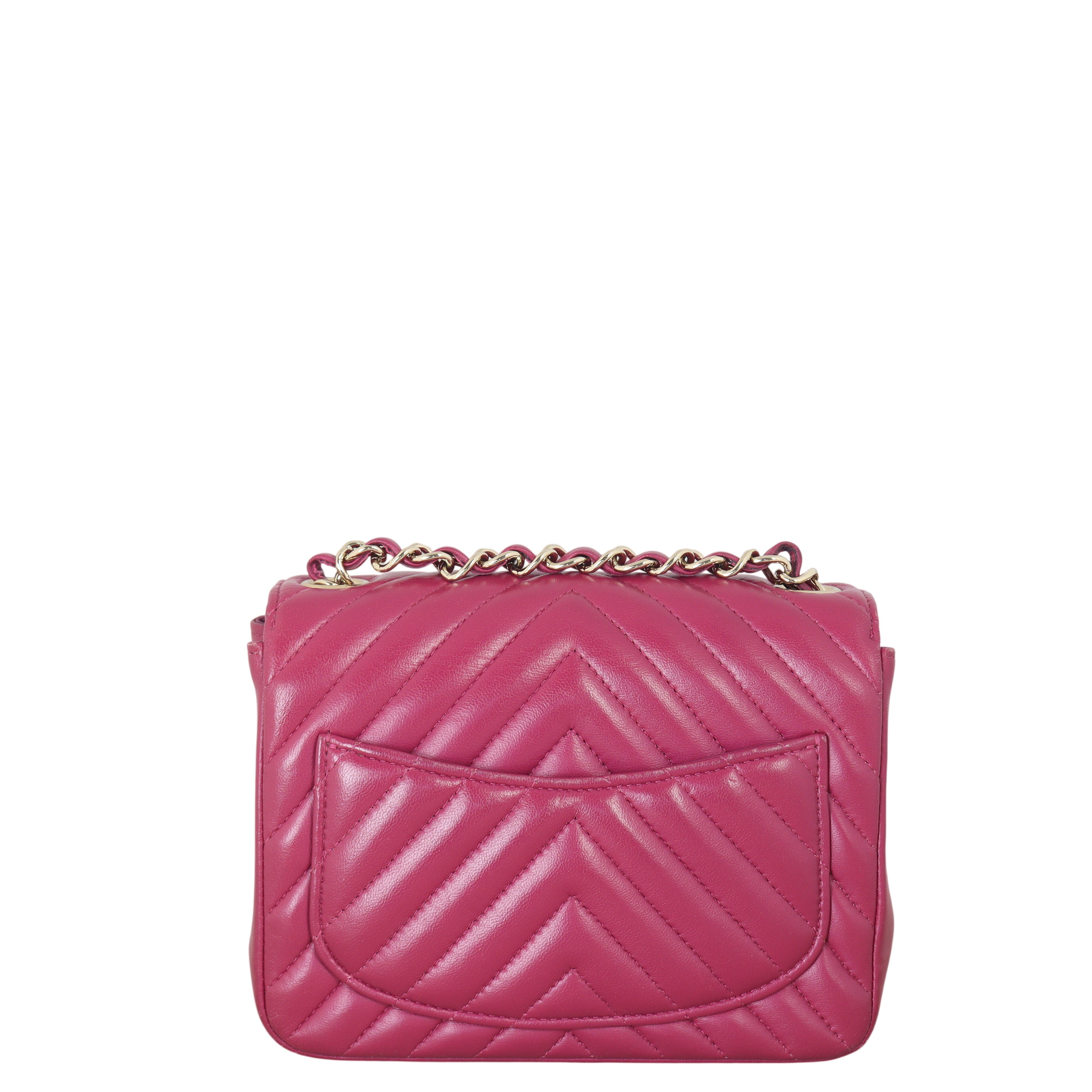 Chanel Classic Flap Mini Square Bag Chevron Lambskin
