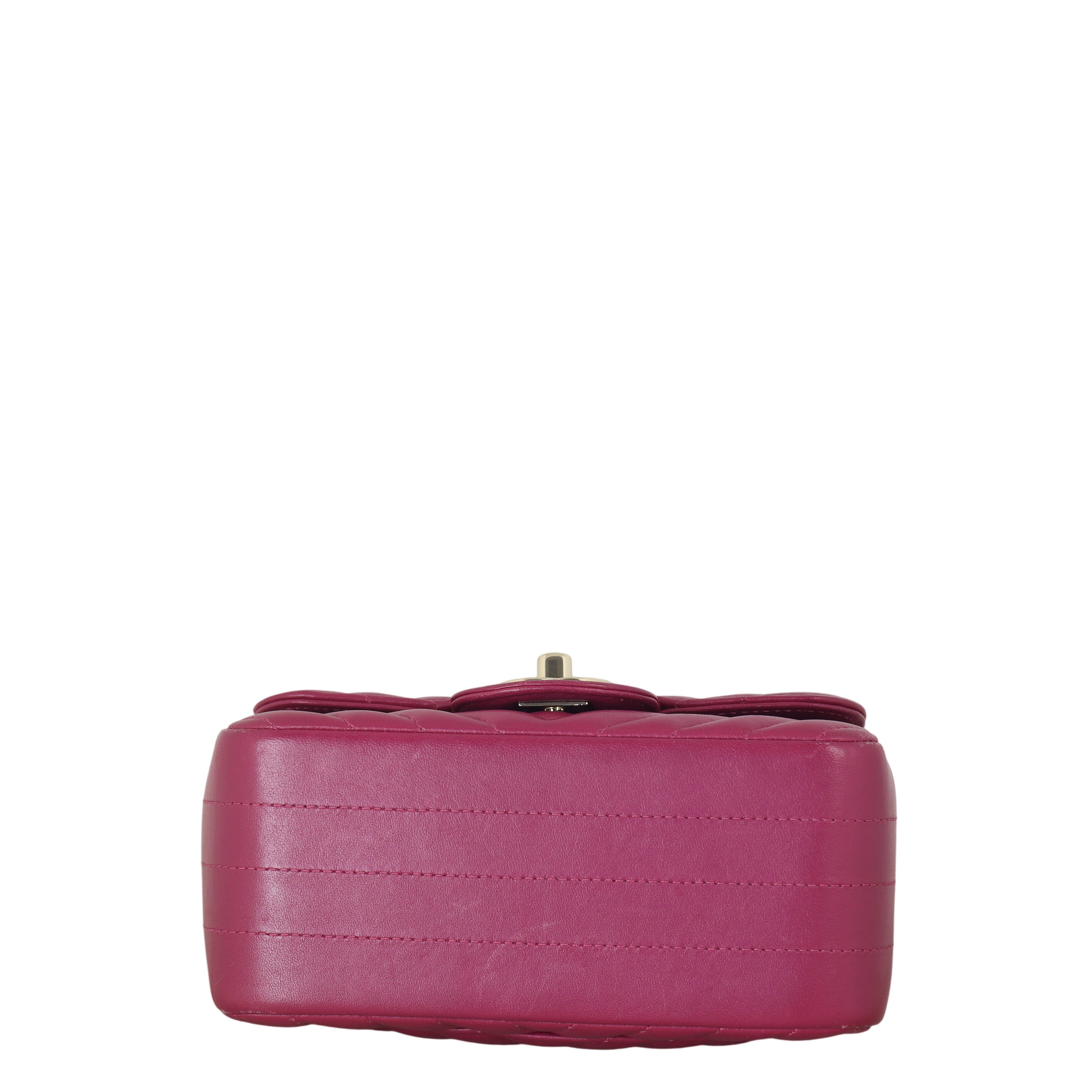 Chanel Classic Flap Mini Square Bag Chevron Lambskin