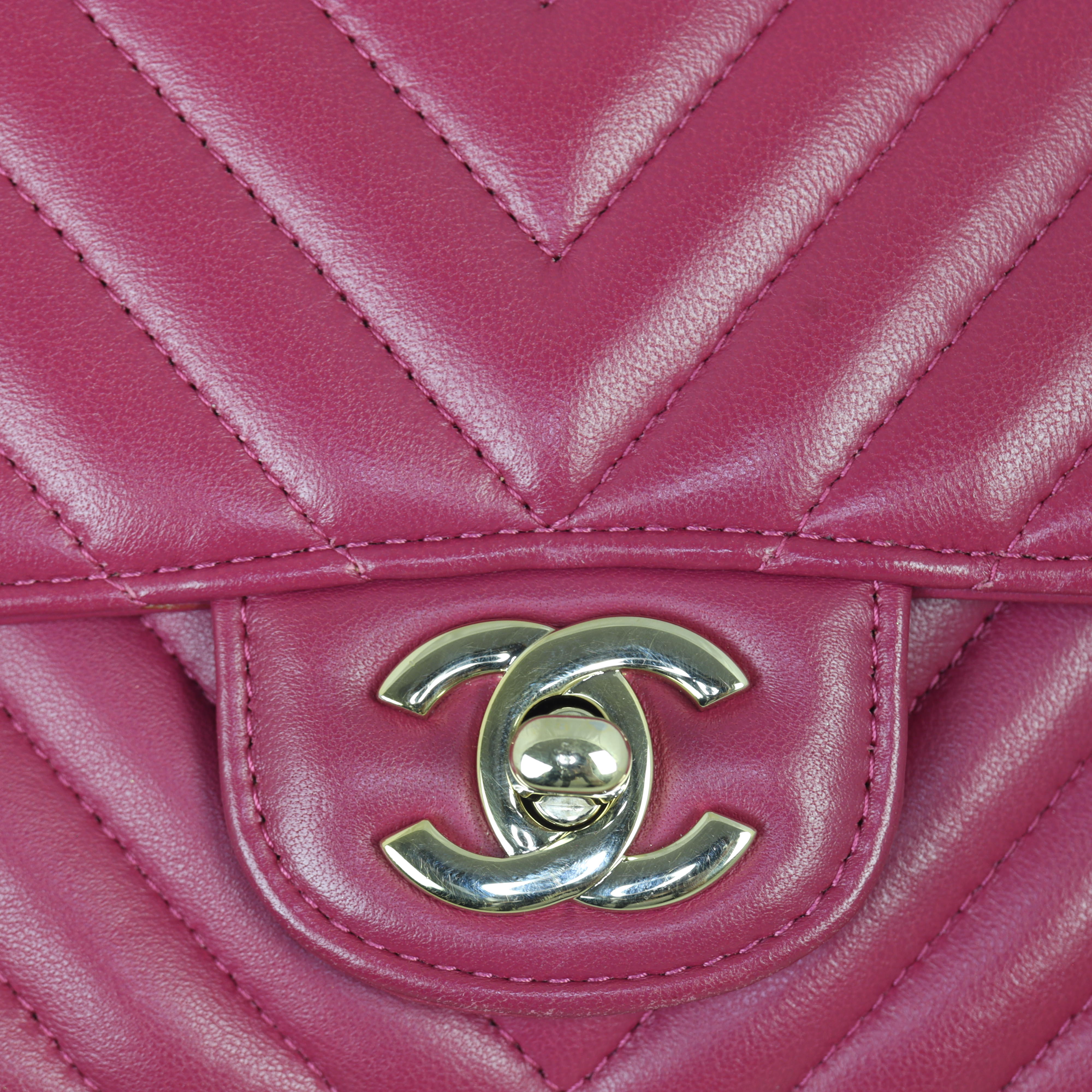 Chanel Classic Flap Mini Square Bag Chevron Lambskin