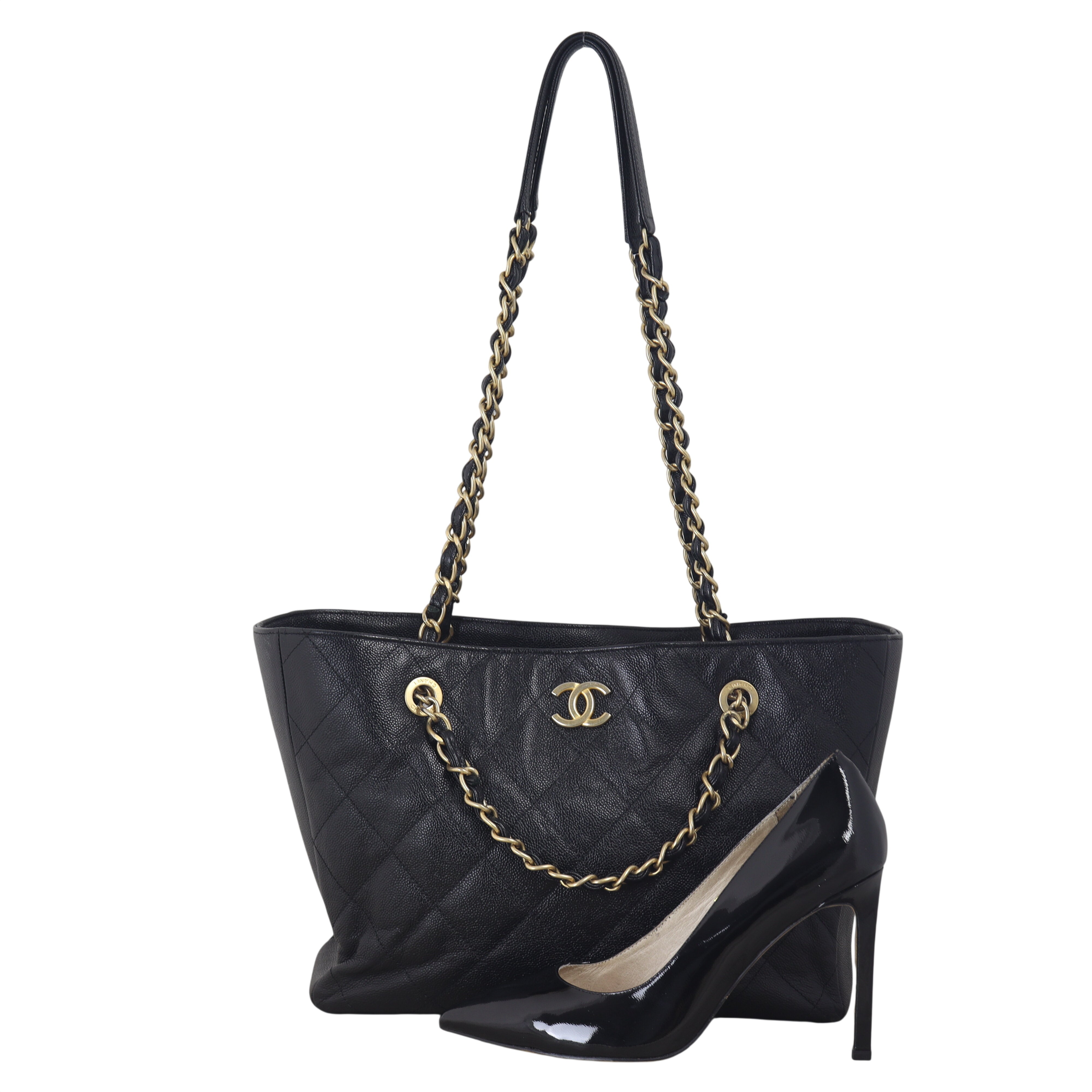 Chanel CC Trapezoid Chain Shopping Tote Small