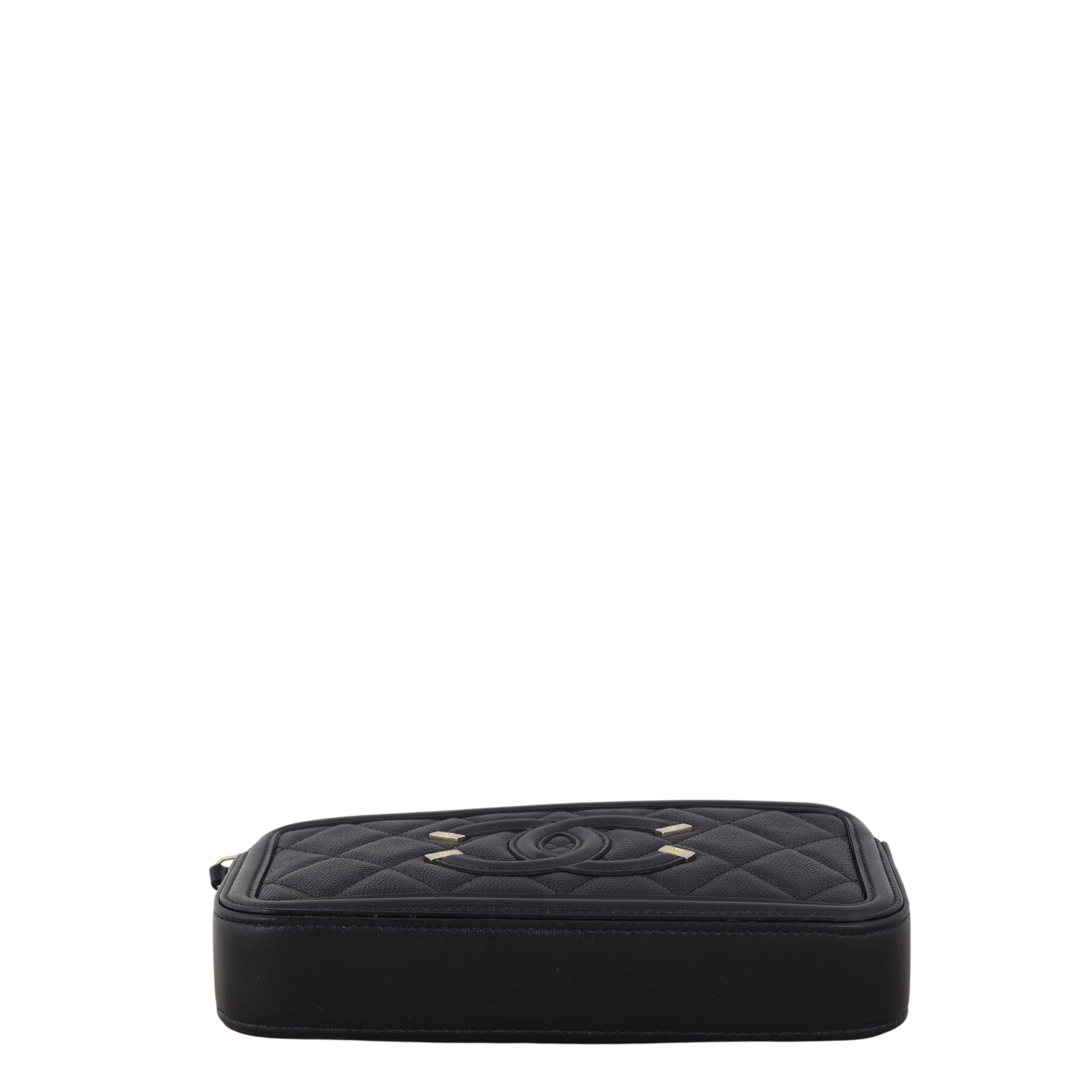 Chanel CC Filigree Double Zip Clutch on Chain