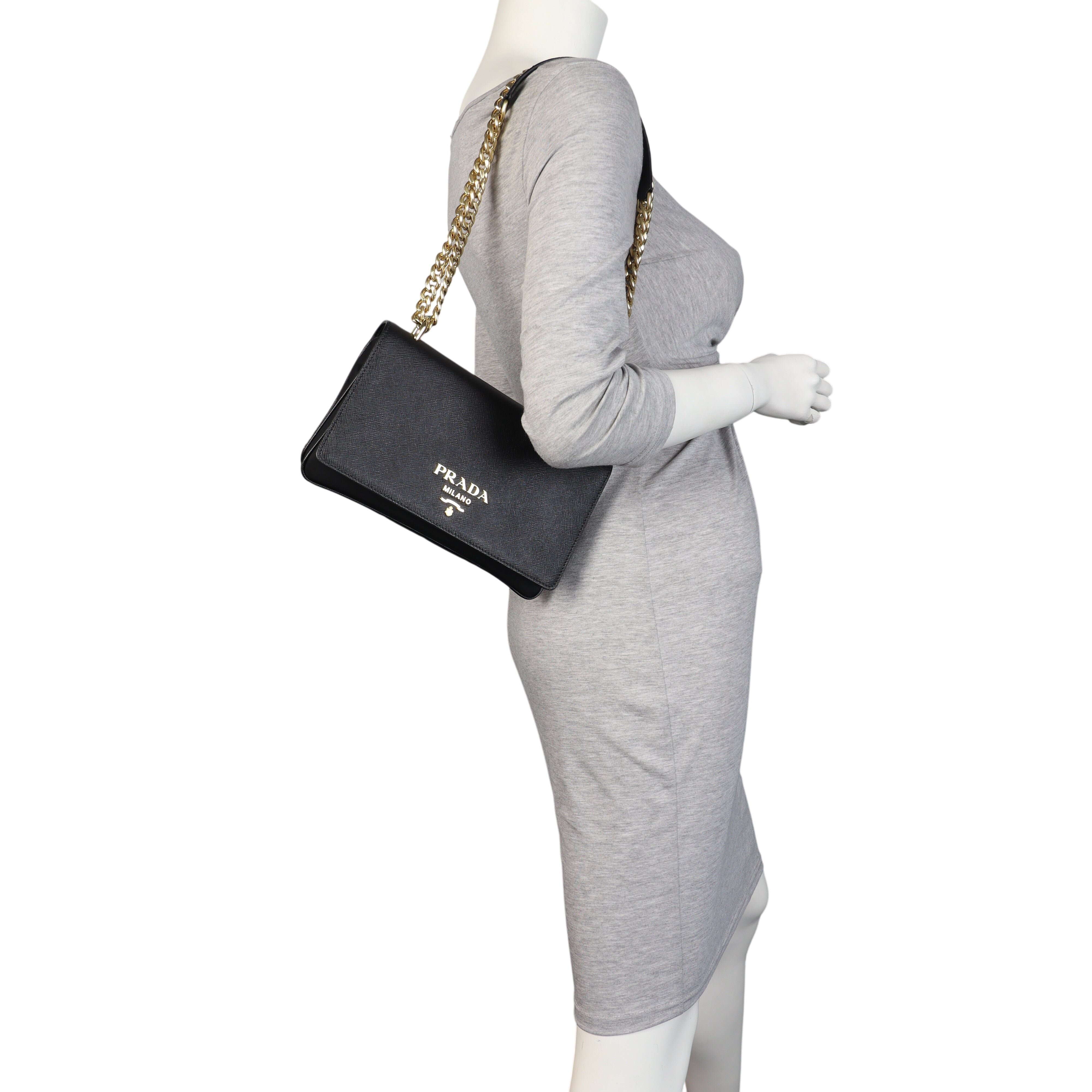 Prada Metal Saffiano Chain Bag